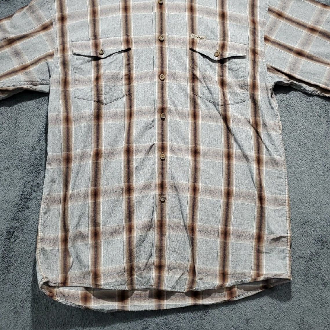 Vintage Panhandle Powder River Western Shirt Mens M Plaid Gray Brown Cotton Flannel Button-Up Pocketed Casual Workwear Size US M / EU 48-50 / 2 - 3 Thumbnail