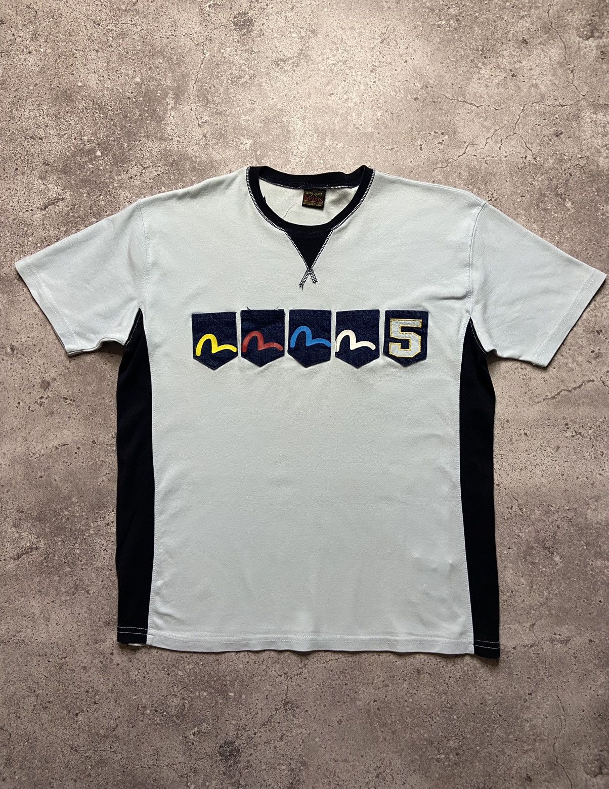 Pre-owned Evisu X Vintage Evisu Multi Pocket Tee In Blue