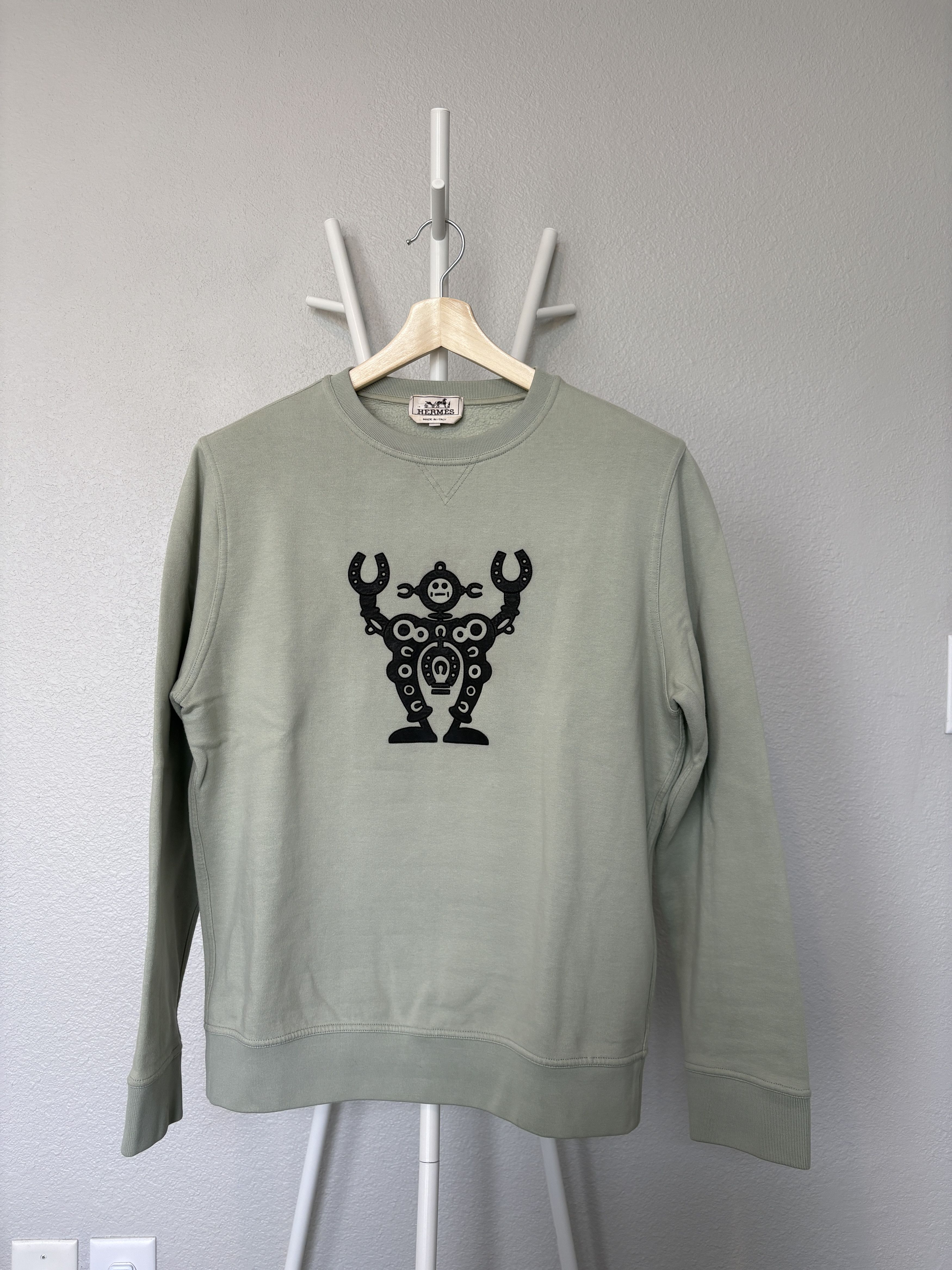 Hermes "Robot" Leather Appliqué Sweatshirt, F/W 2015 Size US L / EU 52-54 / 3 - 2 Thumbnail