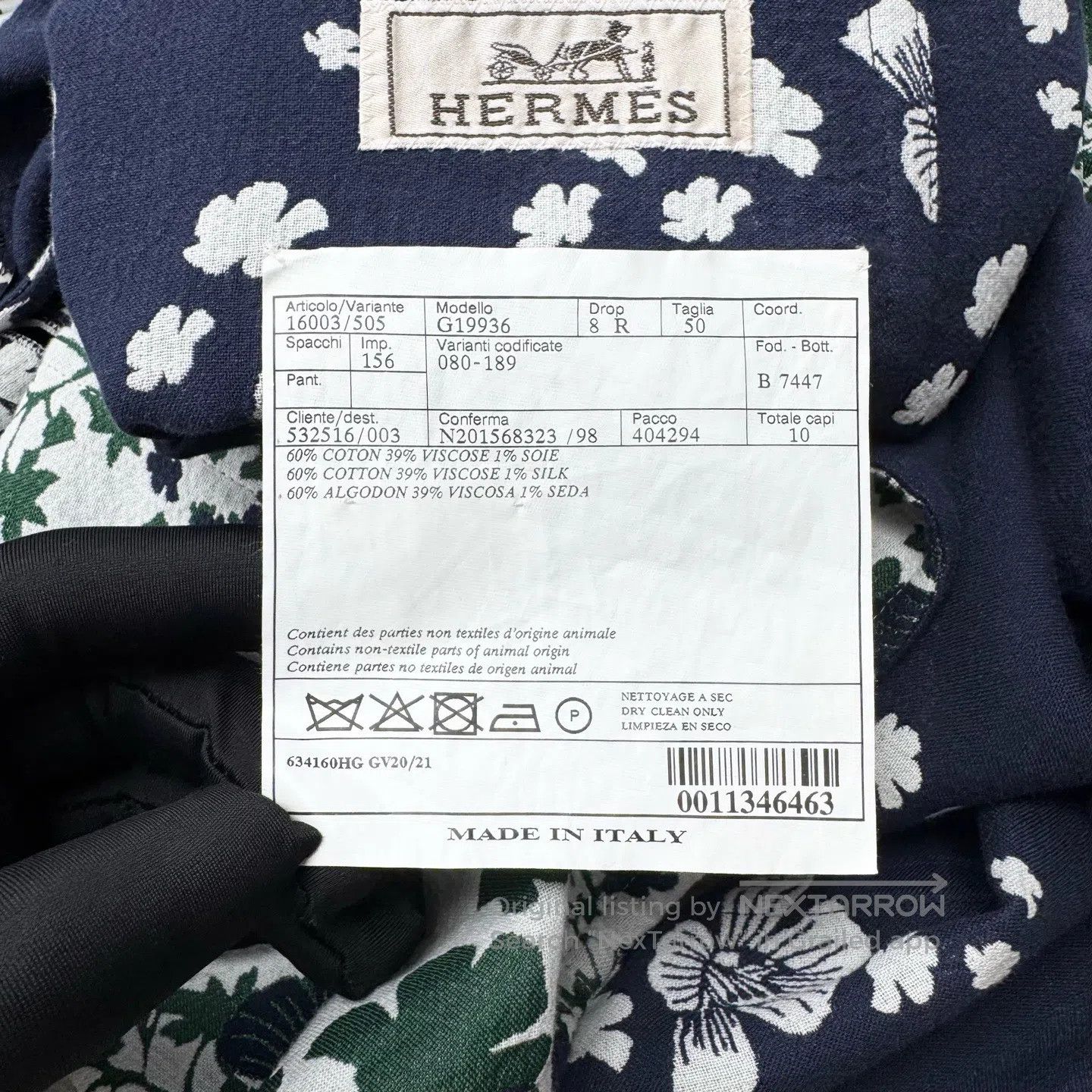 Hermes Hermes Two-sided Bohemian Bellflower Printed Silk Cotton B Size US M / EU 48-50 / 2 - 6 Thumbnail