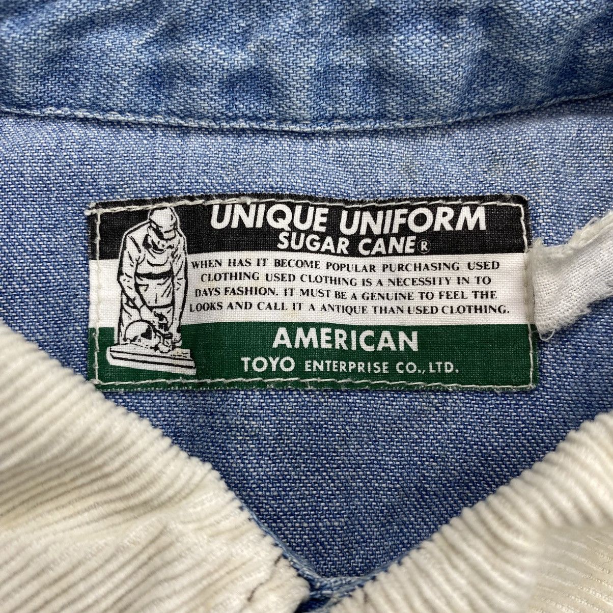 Sugar Cane 1990s Vintage Unique Uniform Sugar Cane Chambray Work Shirt Size US L / EU 52-54 / 3 - 5 Thumbnail