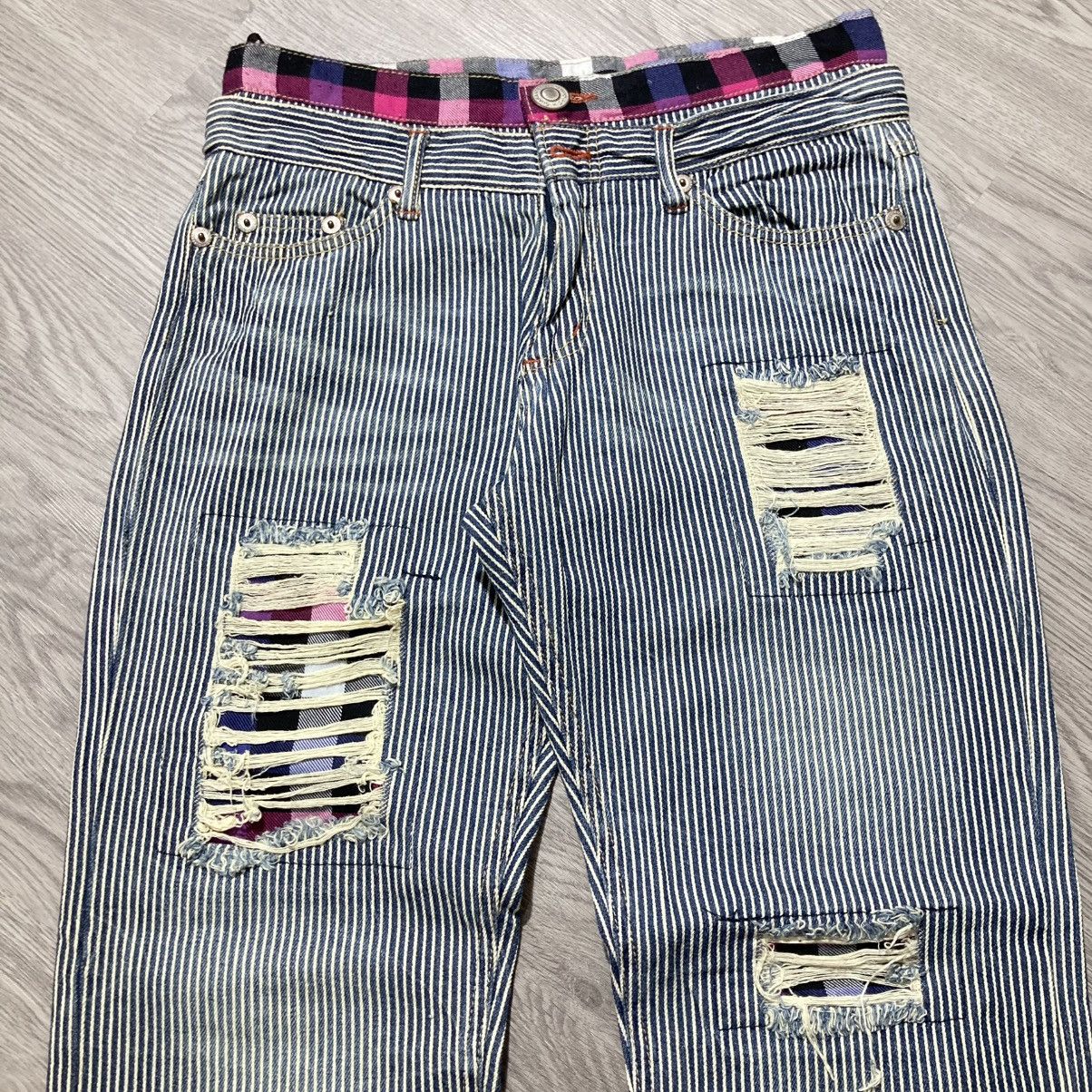 Japanese Brand 2000s Japanese Brand Double Waist Ripped Striped Pants Size US 29 - 3 Thumbnail