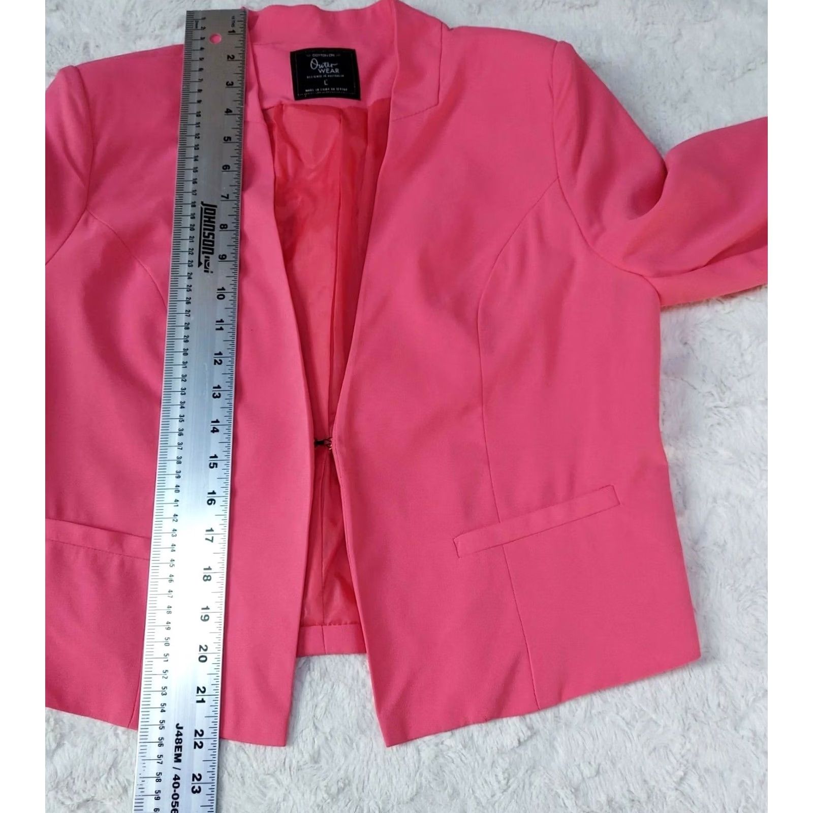 Cotton On Cotton On Womens Pink Blazer Jacket Large Faux Pocket Fully Lined Size L / US 10 / IT 46 - 5 Thumbnail