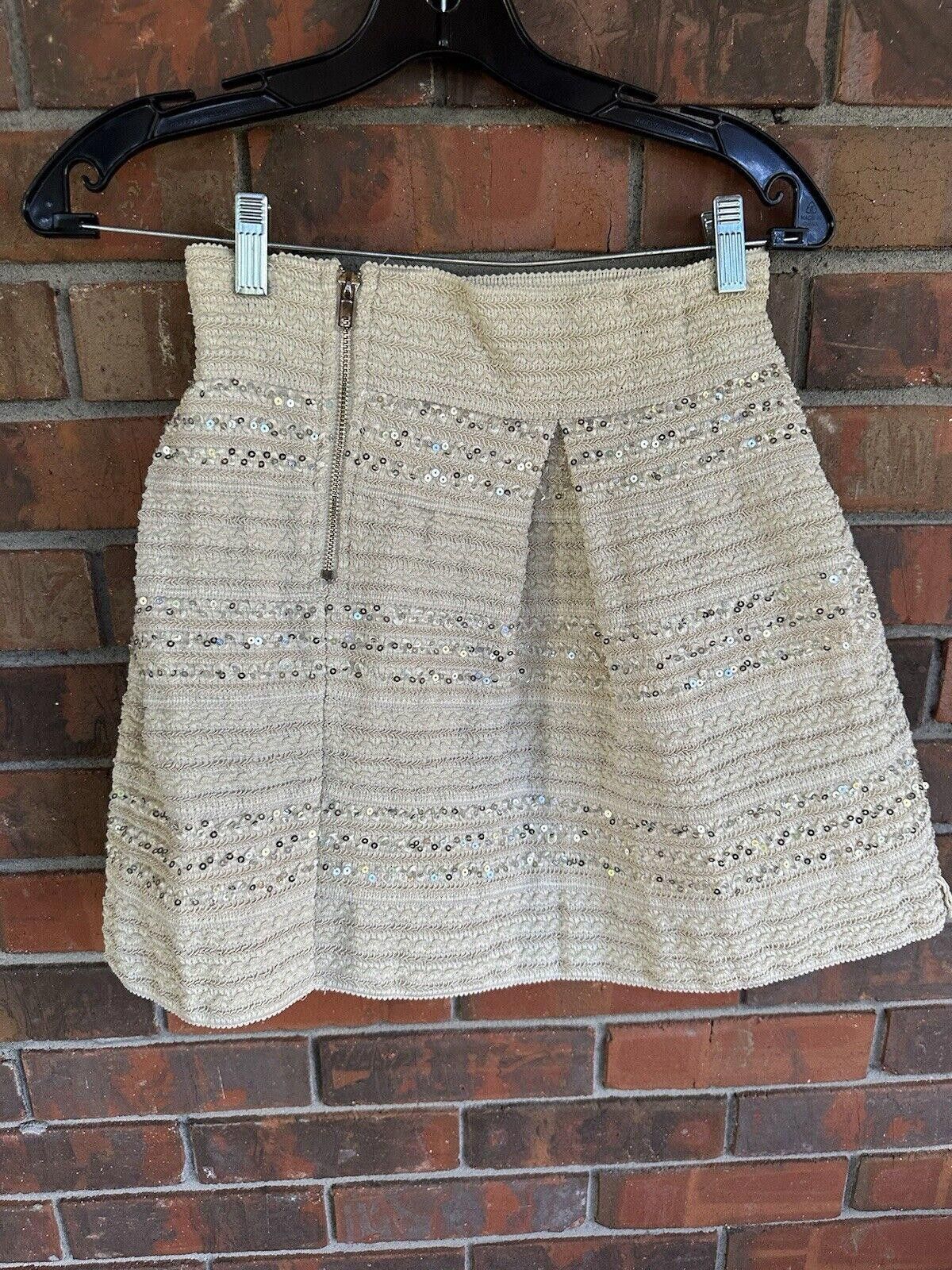 Designer Ginger G Pleated Bandage Skirt Cream Textured Size 32" / US 10 / IT 46 - 6 Thumbnail