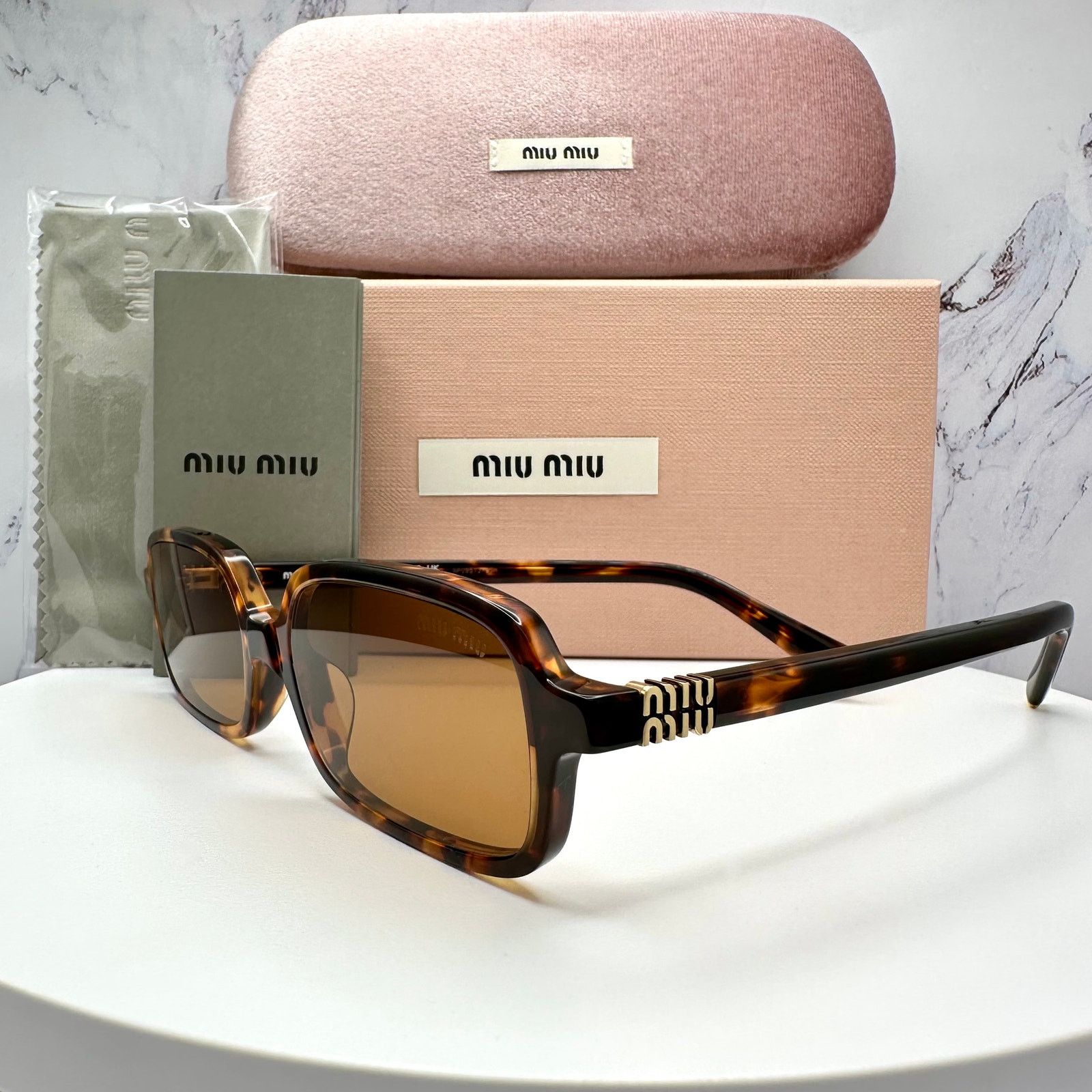 Miu Miu New MIU MIU Sunglasses Brown Tortoise Slim Acetate Authentic Size ONE SIZE - 20 Thumbnail