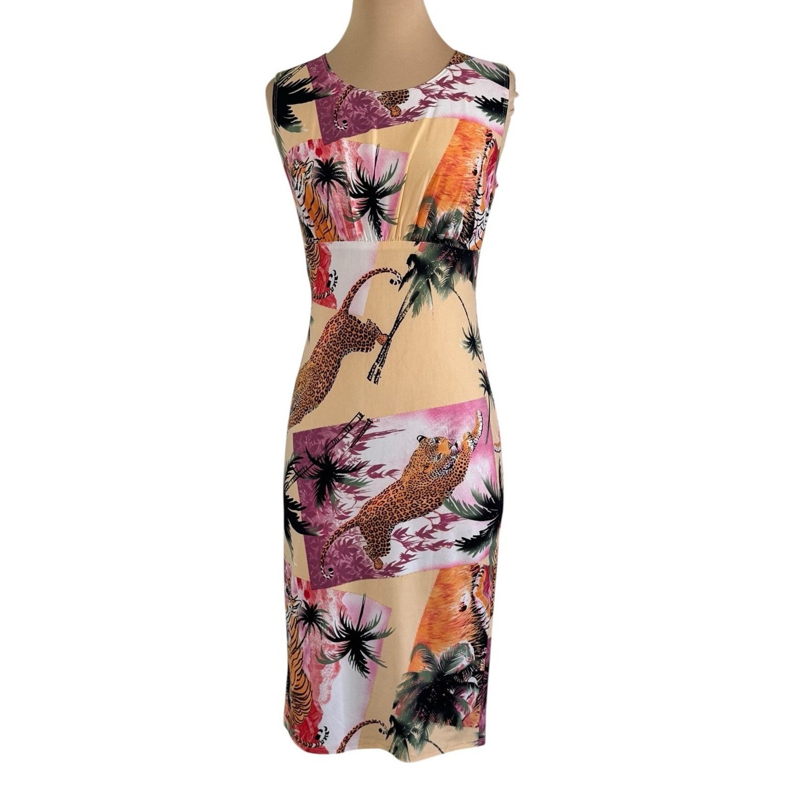 Other RUBBER DUCKY Leopard Tiger Tropical Midi Dress Retro BOLD M Size M / US 6-8 / IT 42-44 - 3 Thumbnail