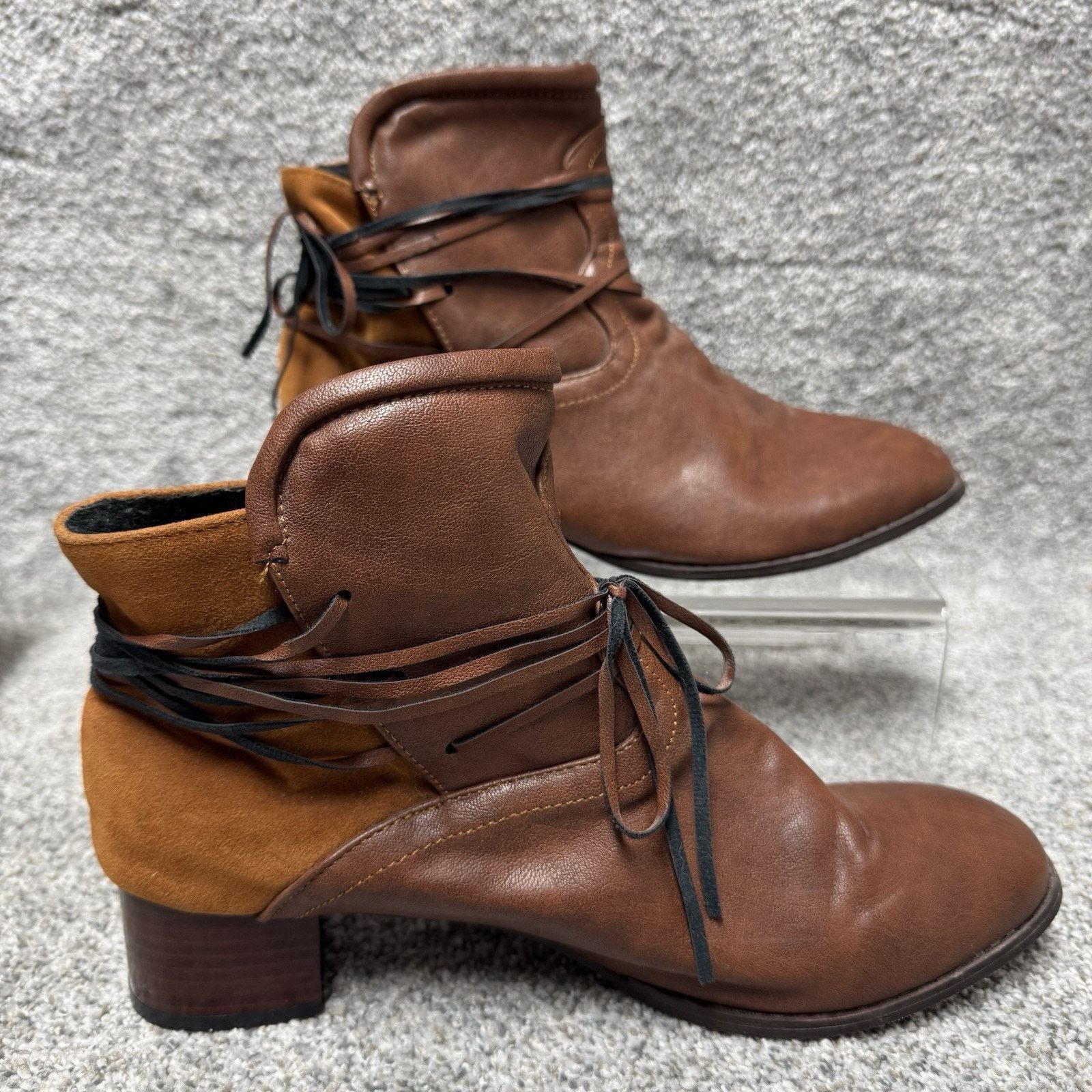 Other Suede Leather Ankle Boots Women Size 10.5 Boho Western Retro Size US 10.5 / IT 40.5 - 2 Thumbnail