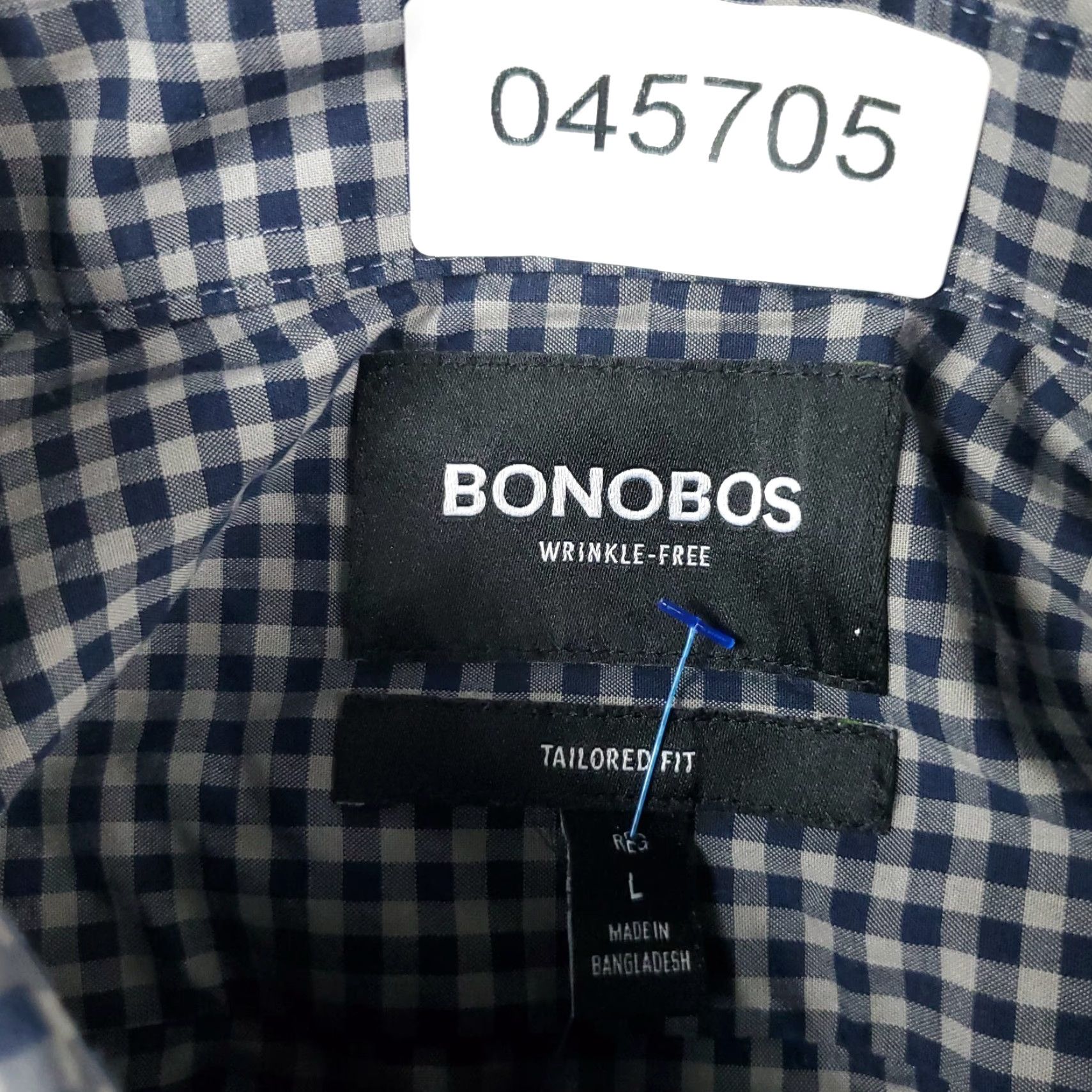 Bonobos Bonobos Shirt Mens Large Gray Blue Check Button-Up Long Sleeve Casual Business Formal Workwear Size US L / EU 52-54 / 3 - 6 Thumbnail