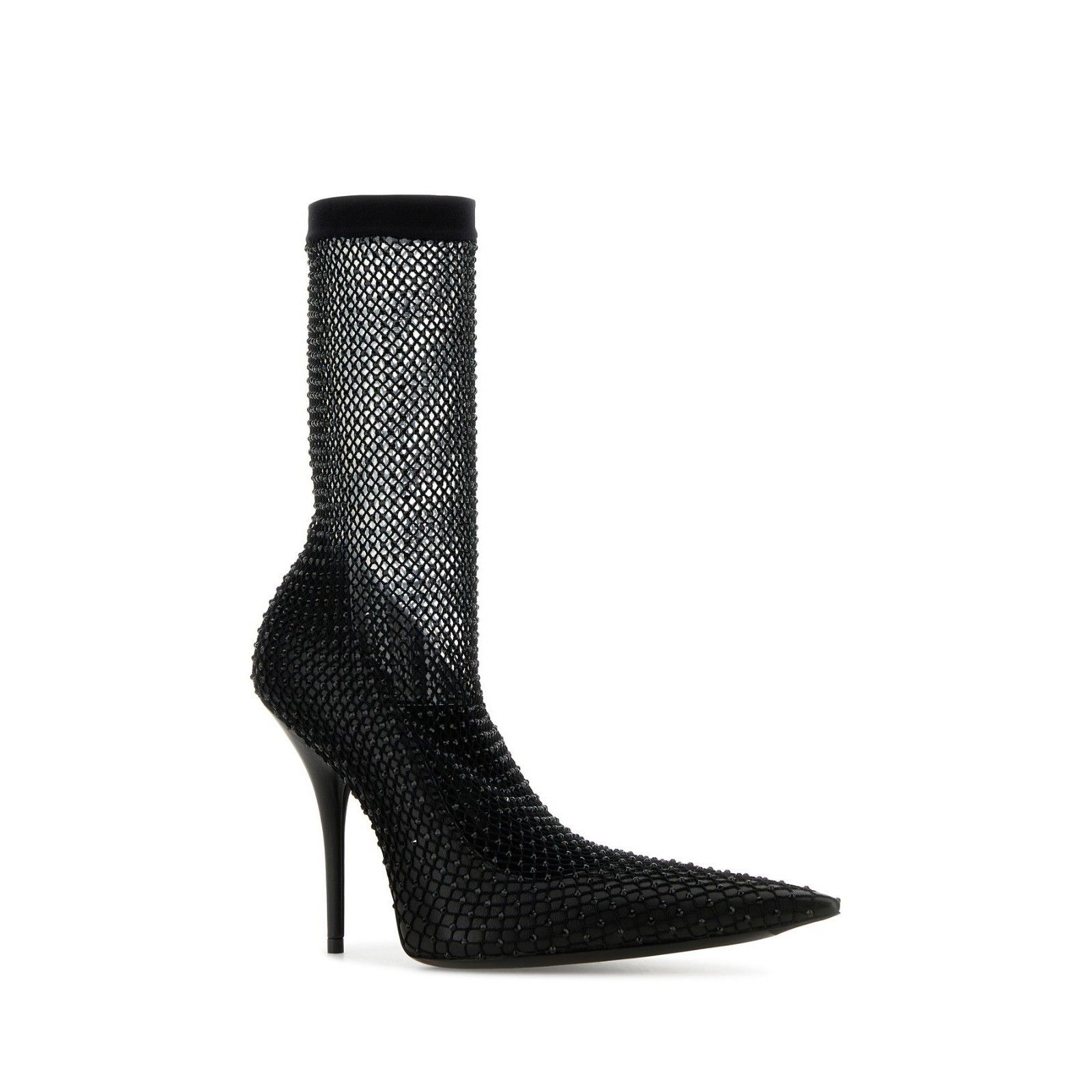 BALENCIAGA Avenue Mesh Black Leather 110mm Heel Ankle Boots