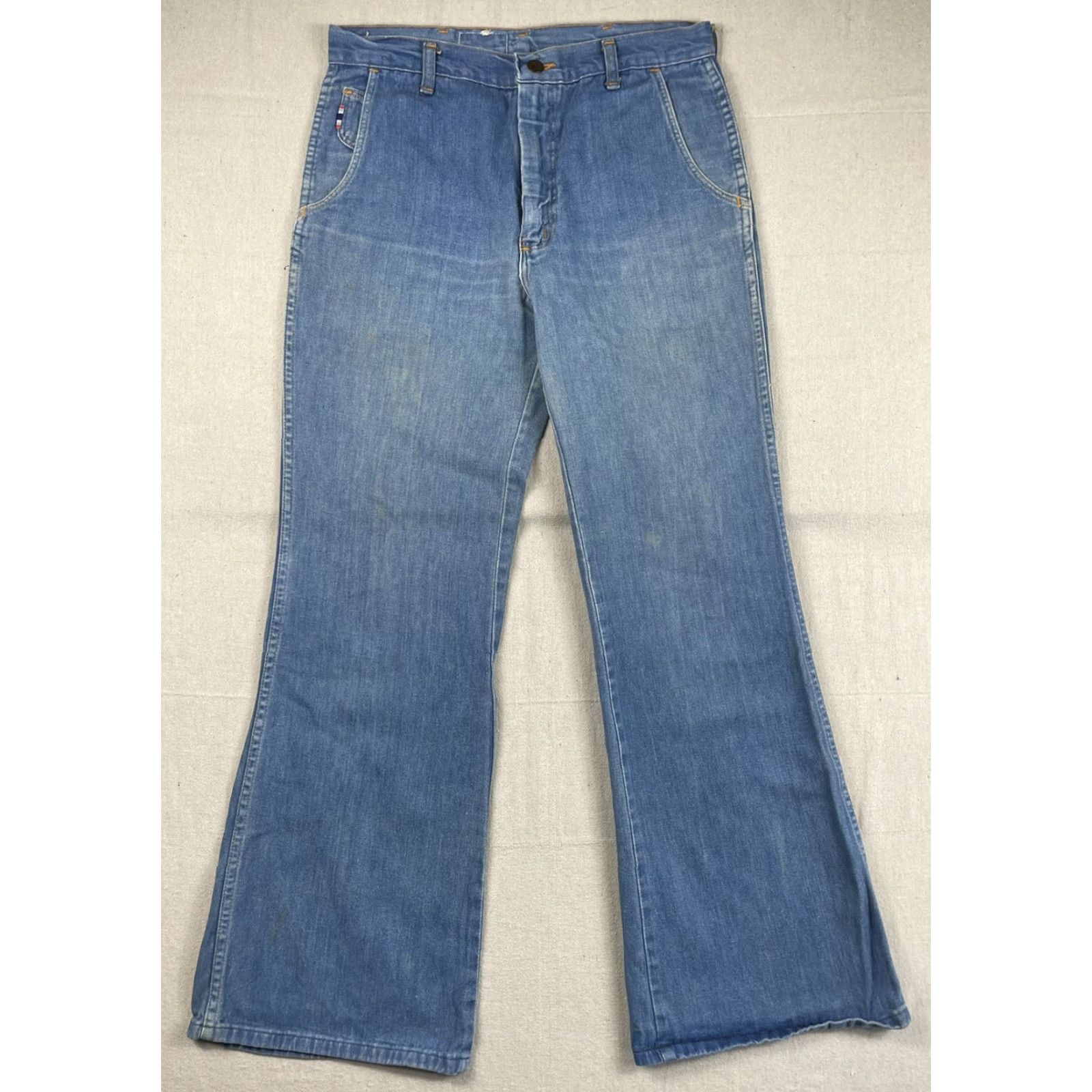 Wrangler VINTAGE 1970s Wrangler Flare Jeans Denim Hippie Womens 30x32 Size 30" / US 8 / IT 44 - 2 Thumbnail