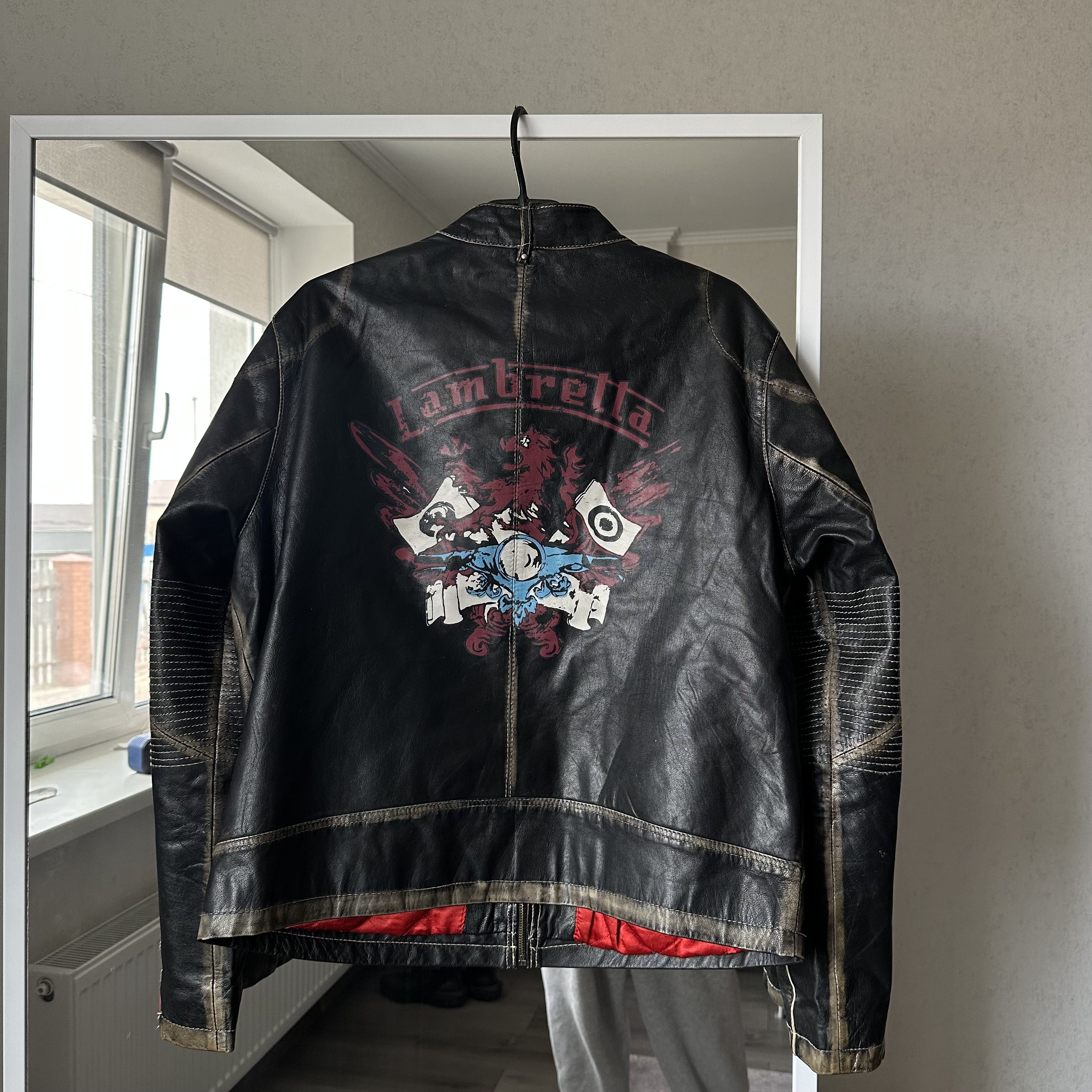 image of Vintage Big Logo Avant Garde Leather Jacket in Black, Men's (Size Large)