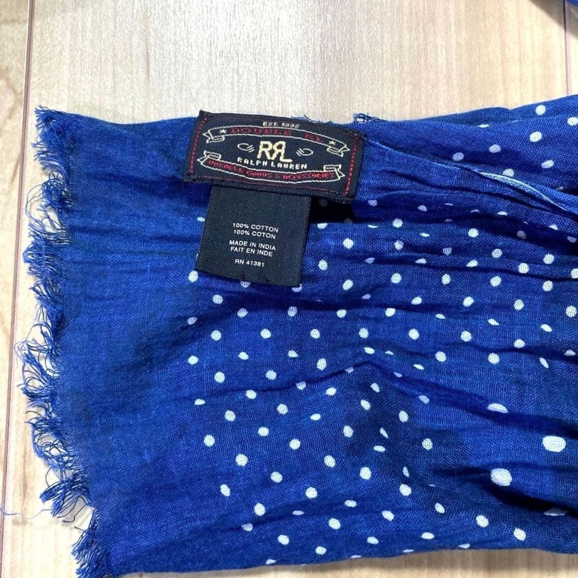 Ralph Lauren RRL RALPH LAUREN Blue Cotton Scarf Polka-dot Pattern Casual Size ONE SIZE - 4 Thumbnail
