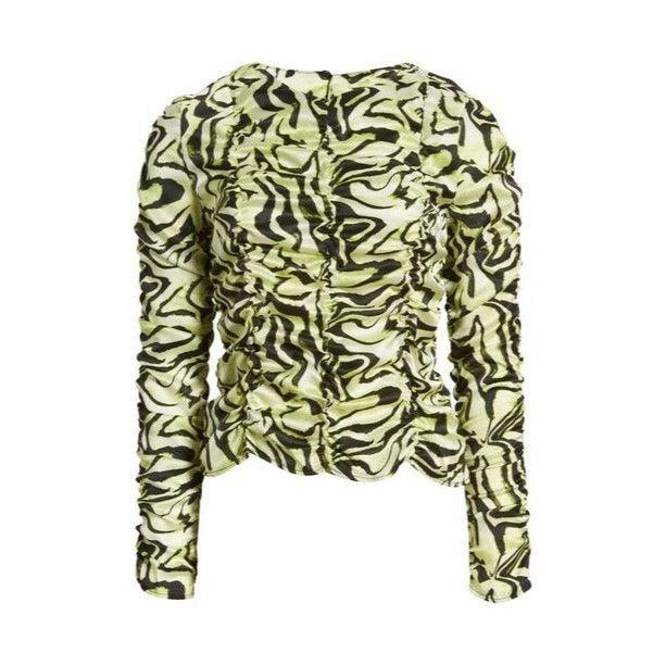 Topshop Topshop Ruched Long Sleeve Shirred Swirl Animal Print Top In Size S / US 4 / IT 40 - 1 Thumbnail