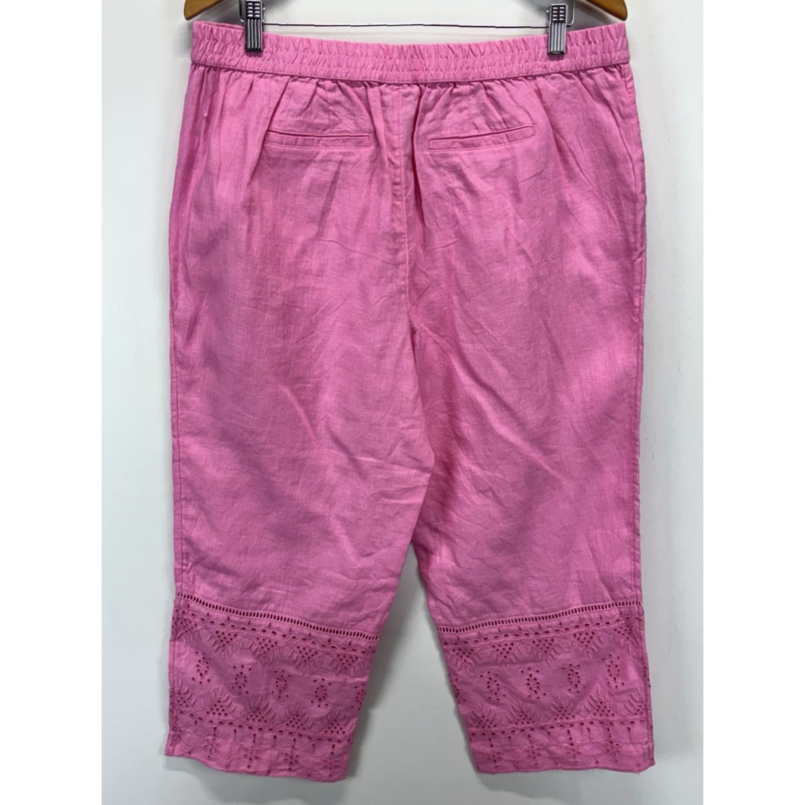 Charter Club Charter Club Luxury Linen Capri Pants Sz Large Women’s Pink Pull On Eyelet Trim Size 36" / US 14 / IT 50 - 4 Thumbnail