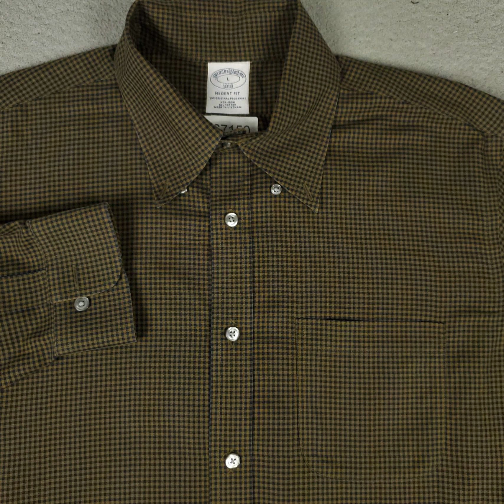 Brooks Brothers Brooks Brothers Shirt Mens Large Beige Blue Check Regent Button Up Long Sleeve Size US L / EU 52-54 / 3 - 2 Thumbnail