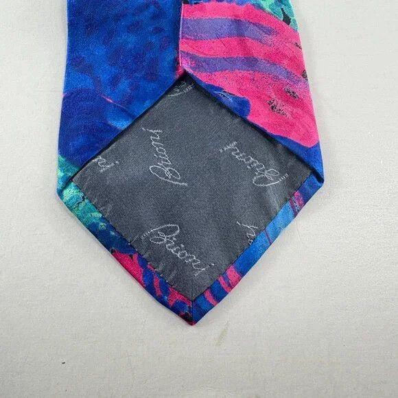 Brioni Brioni Blue / Pink Abstract Men's Tie 4" x 60" Size ONE SIZE - 4 Thumbnail