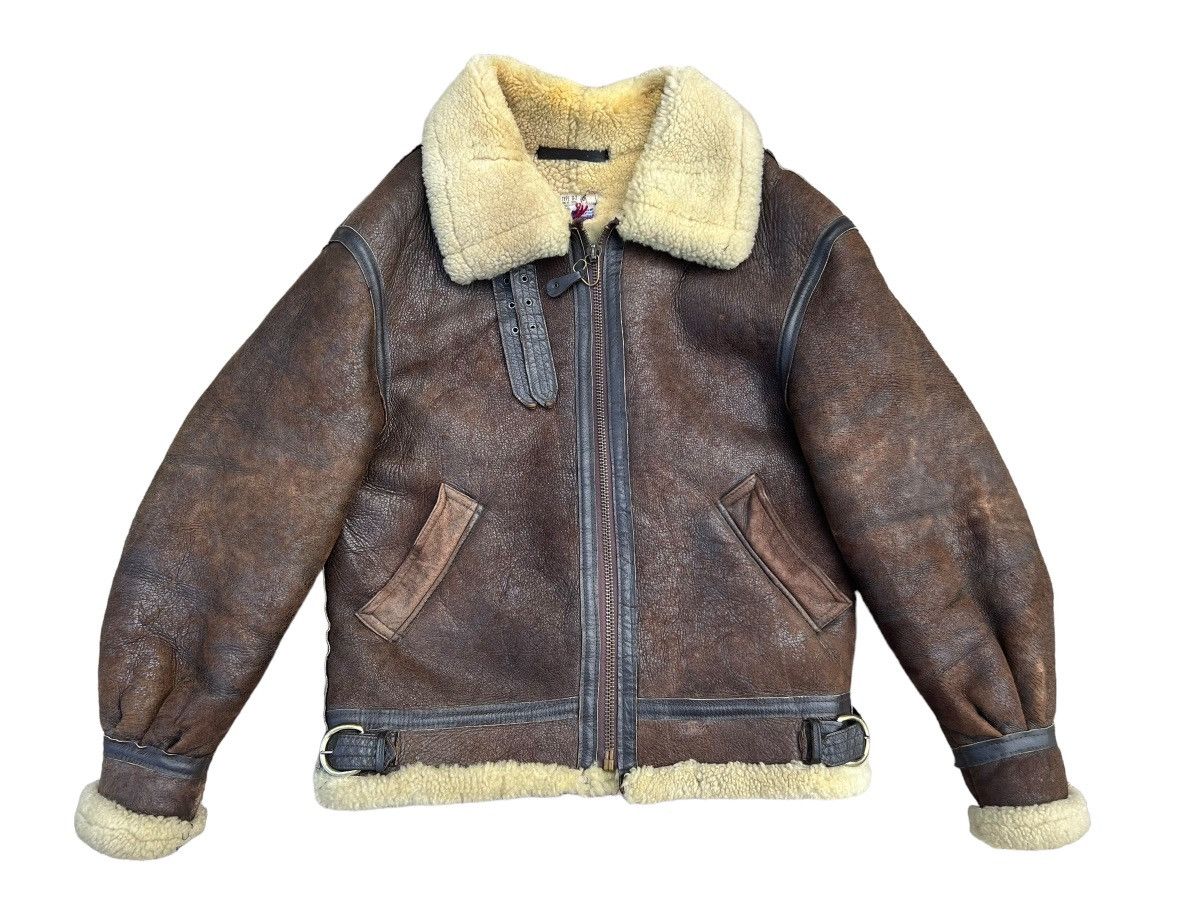 Vintage 80s Distress Patina Sheep Leather B-3 Flight Jacket
