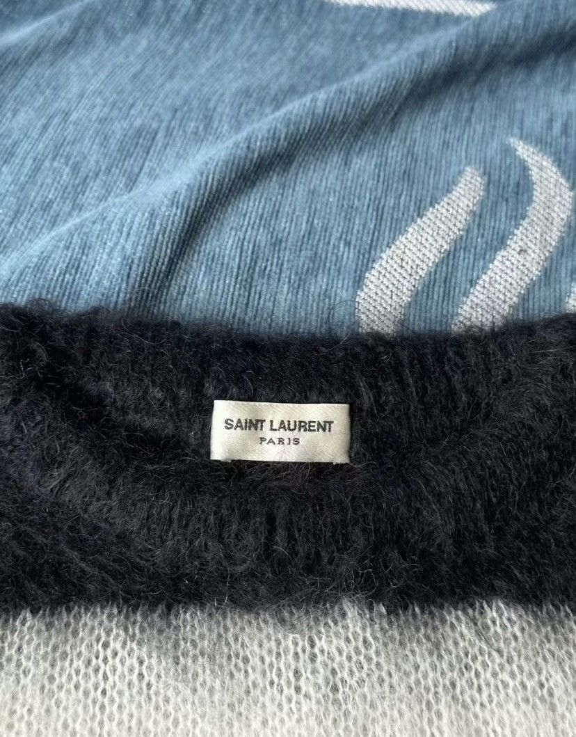 Saint Laurent black and white destruction mohair sweater