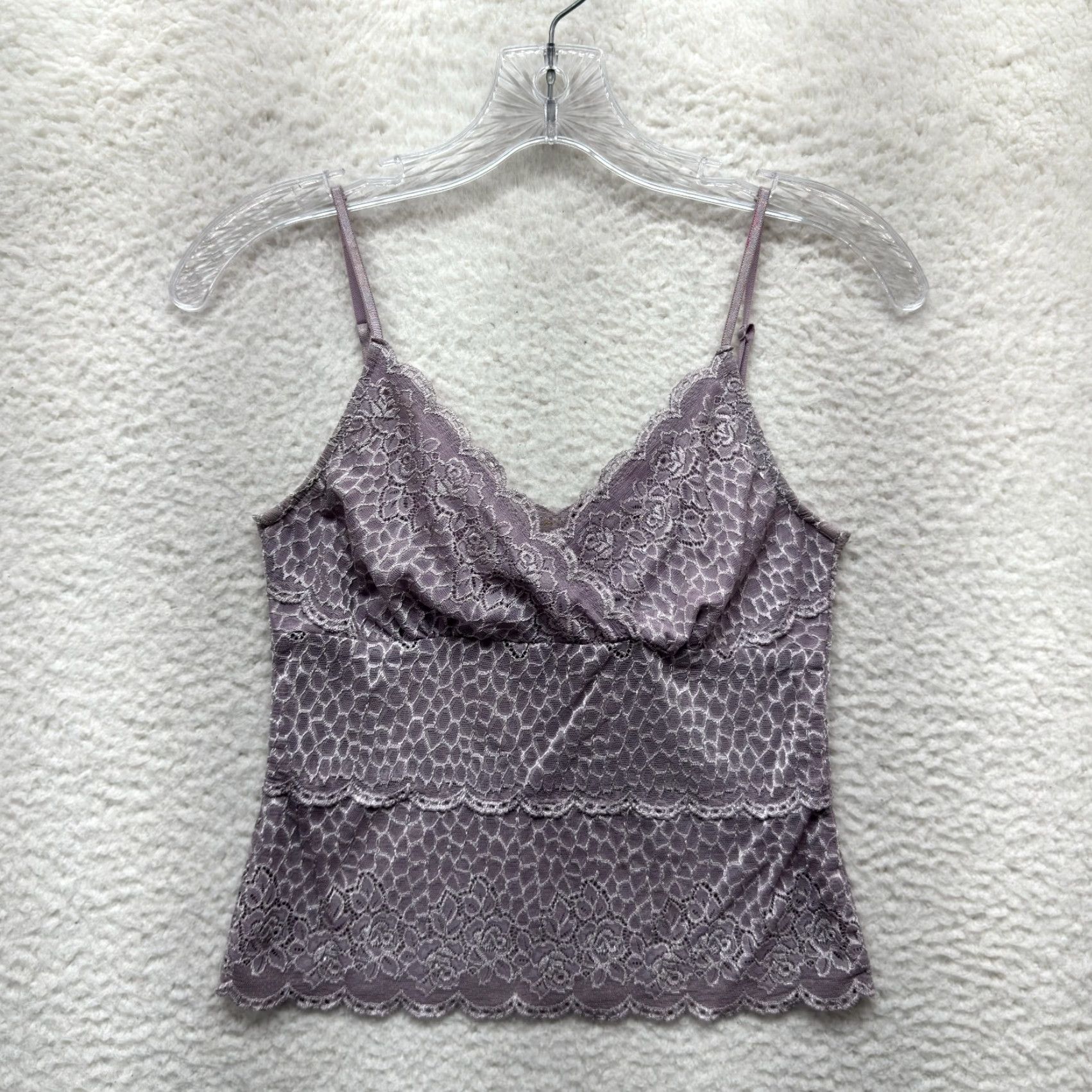 Bebe VINTAGE bebe Camisole Top S Purple Lace Boho Grunge Whimsigoth Y2K Fairy Shirt Womens Size S / US 4 / IT 40 - 2 Thumbnail