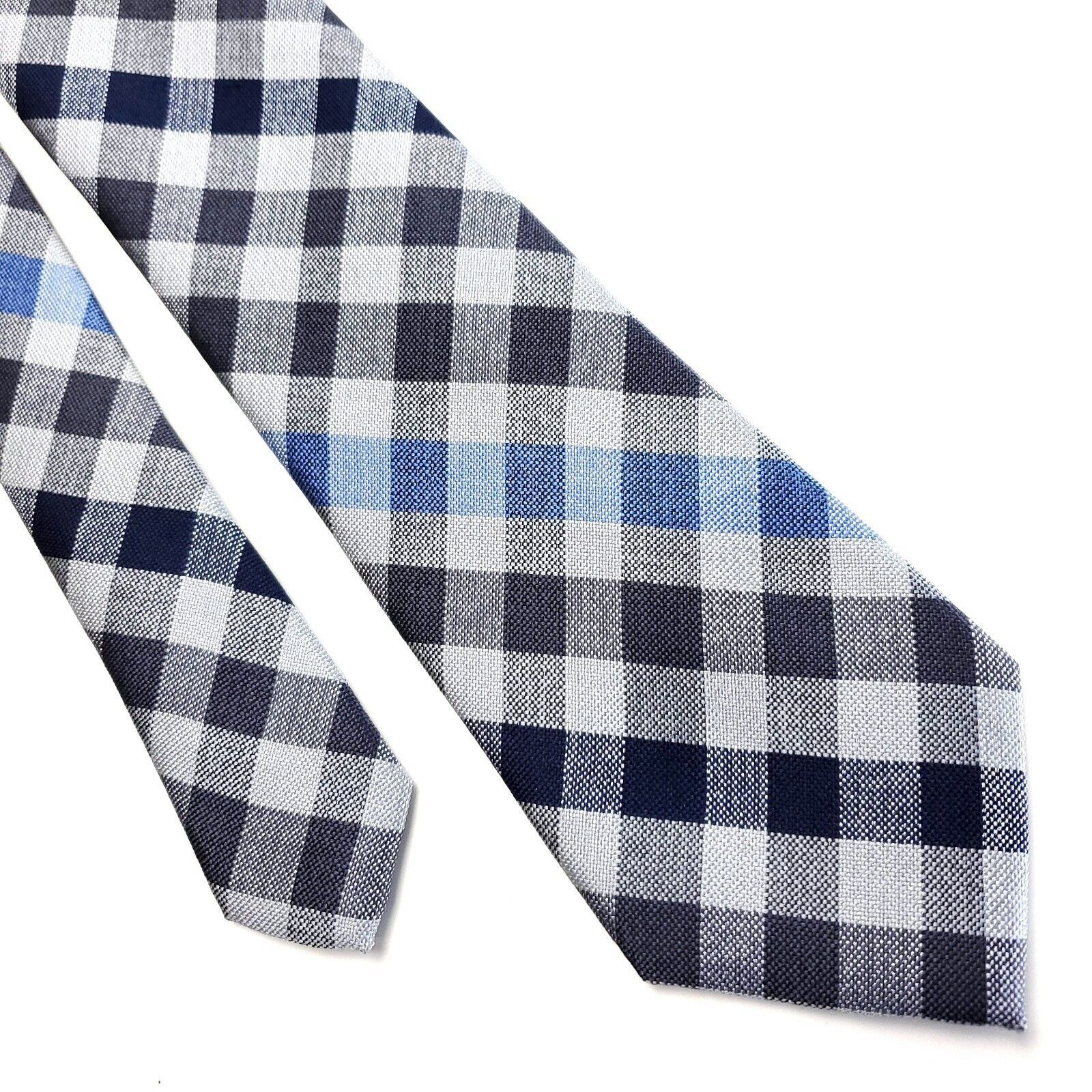 Haggar Haggar Blue Gray Silk Tie Woven Check Size ONE SIZE - 1 Thumbnail