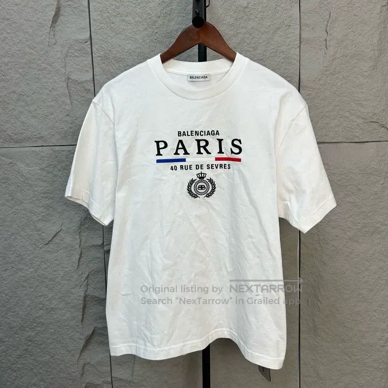 Balenciaga Balenciaga White Embroidered Crown Wheat Printed Short Sle Size US S / EU 44-46 / 1 - 1 Thumbnail