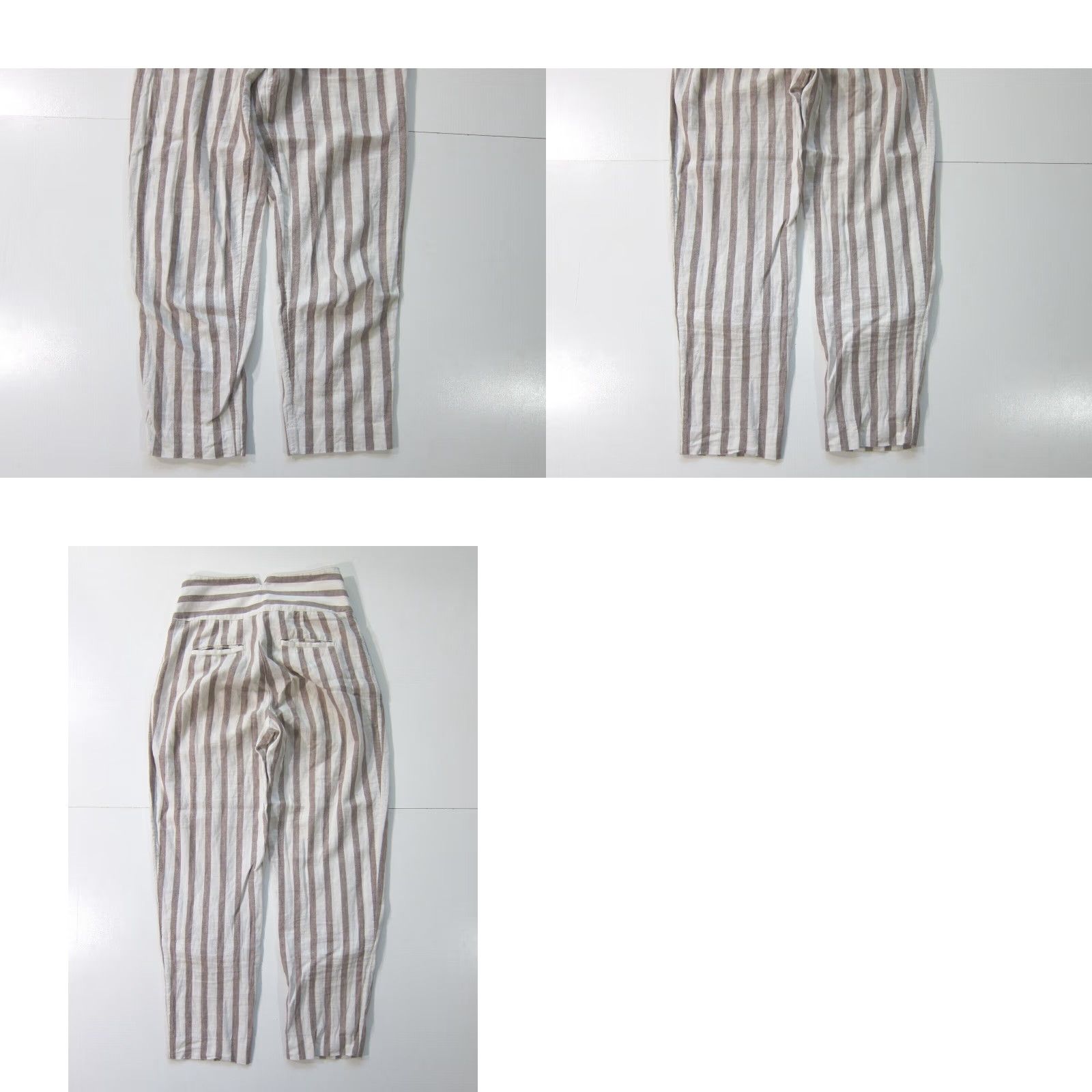 Anthropologie By Anthropologie Linen Cotton White Brown Stripe High Rise Pocket Chino Pant 0 Size 25" / US 0 / IT 36 - 8 Thumbnail