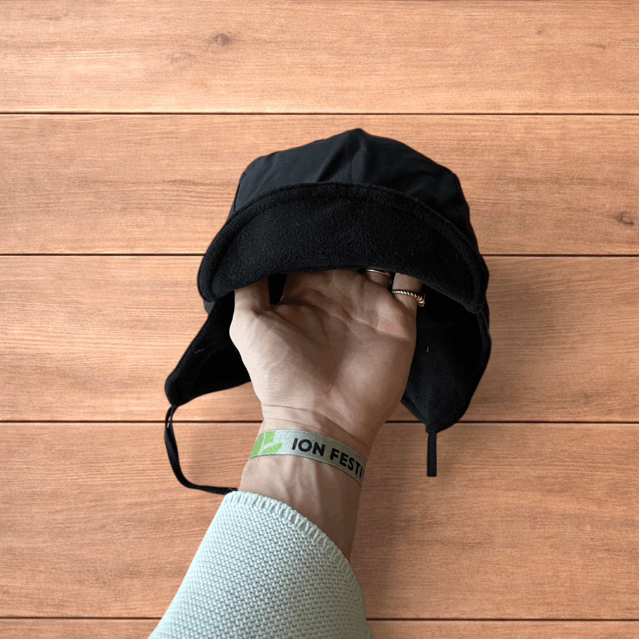 Japanese Brand Insane Military Pilot Trapper padded fluffy hat in black. Size ONE SIZE - 2 Thumbnail