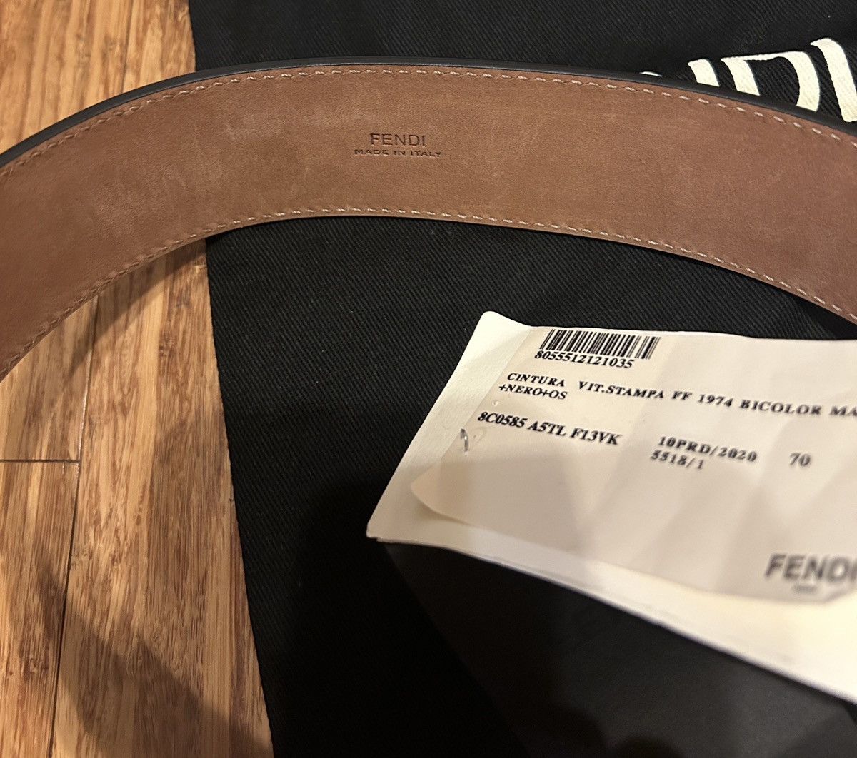 Fendi Fendi Brown Zucca Embossed Leather F Logo Round Buckle Belt Size ONE SIZE - 6 Thumbnail