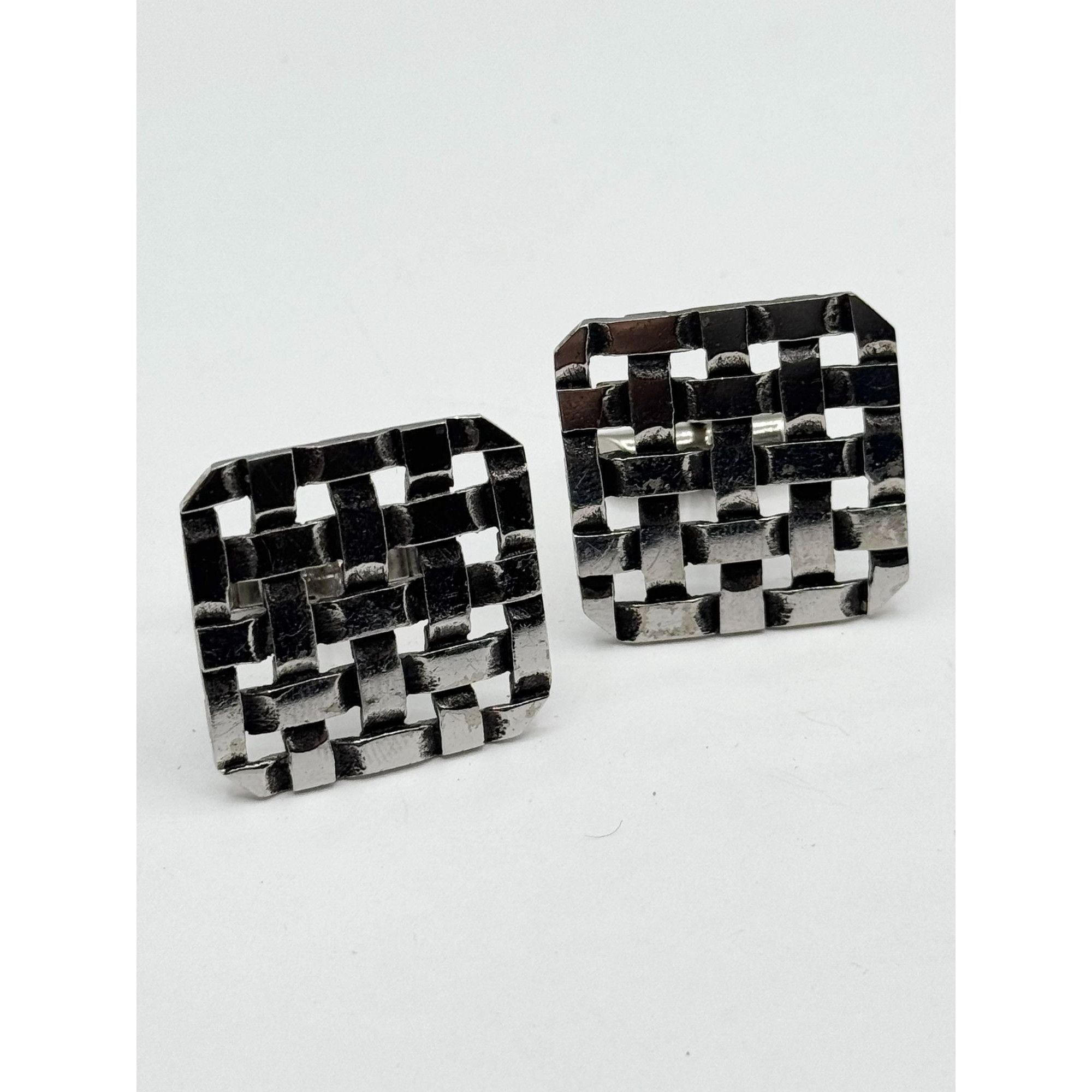 Vintage Vintage Sterling Silver woven basket weave unisex cuff links Size ONE SIZE - 7 Thumbnail