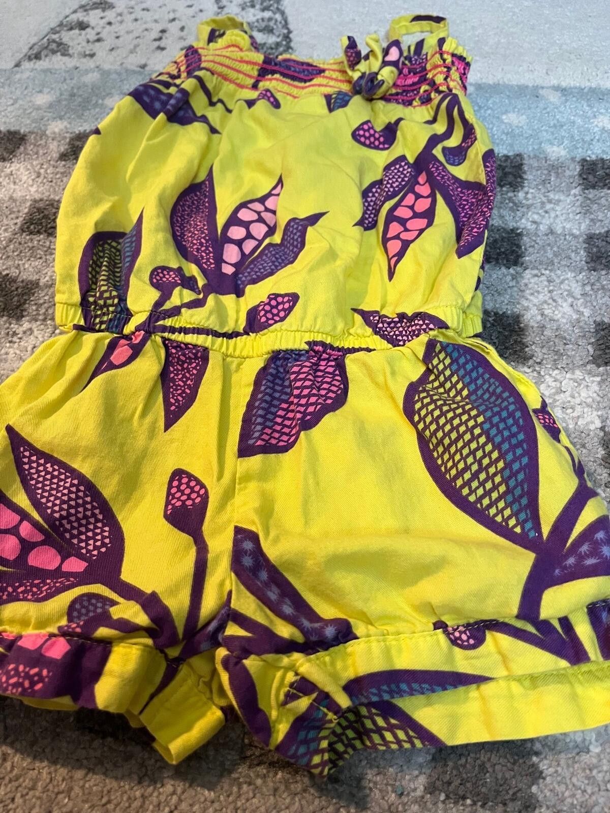 Cherokee Cherokee Girls 3T Yellow Floral Romper Size ONE SIZE - 2 Thumbnail