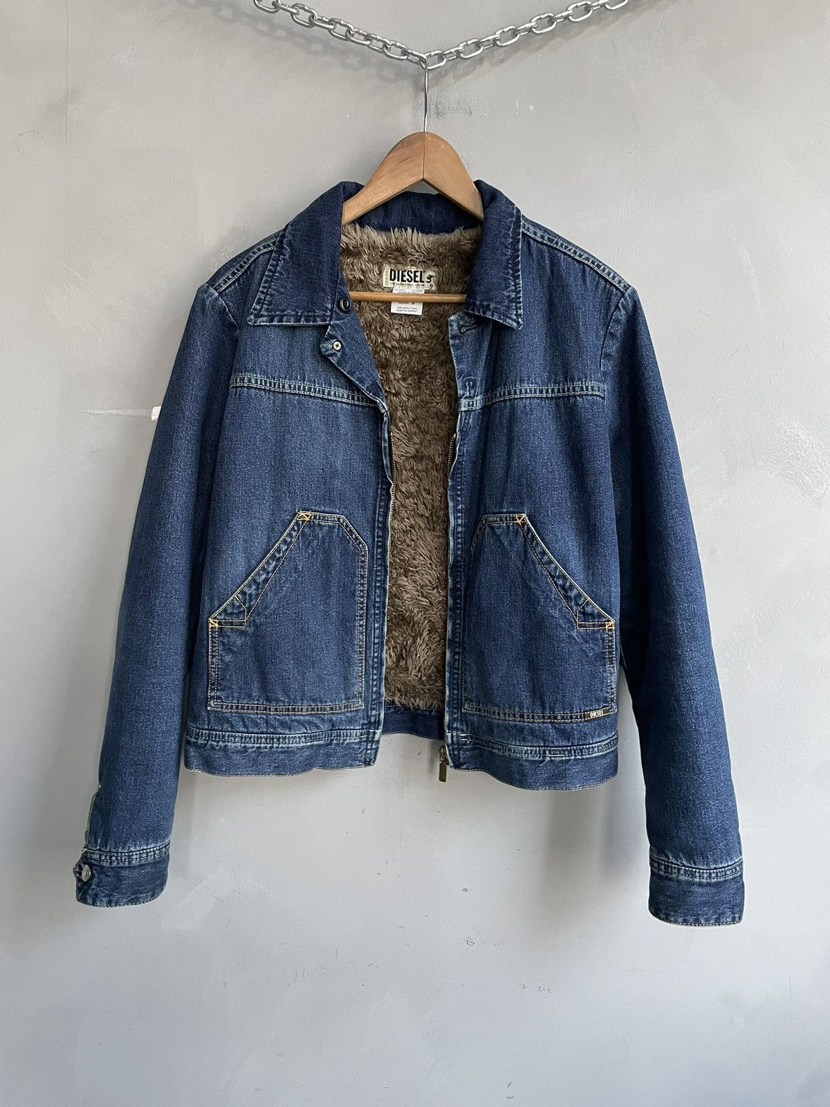 If six was nine style fur lining diesel trucker jacket y2k