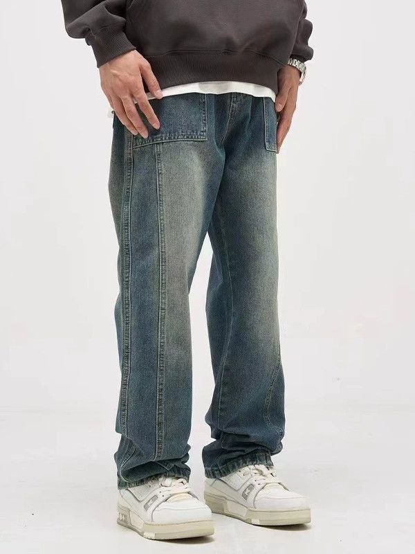 Jean American retro men's loose versatile washed distressed jeans Size US 32 / EU 48 - 2 Thumbnail