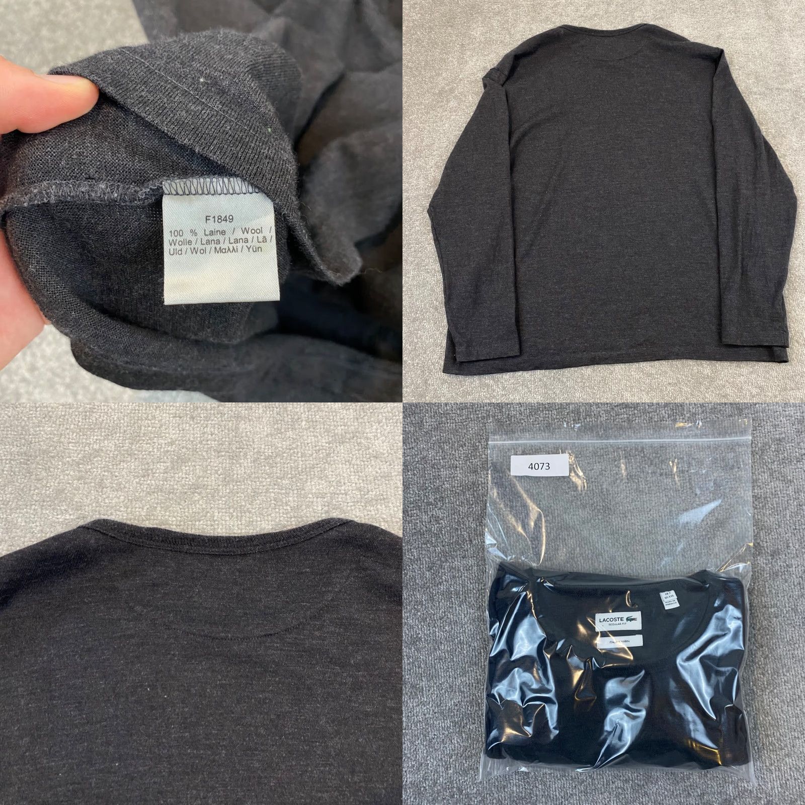 Lacoste LACOSTE Sweater Mens 2XL Charcoal Gray Wool Pullover Jumper Crew Knit Solid Logo Embroidered Size US XXL / EU 58 / 5 - 8 Thumbnail