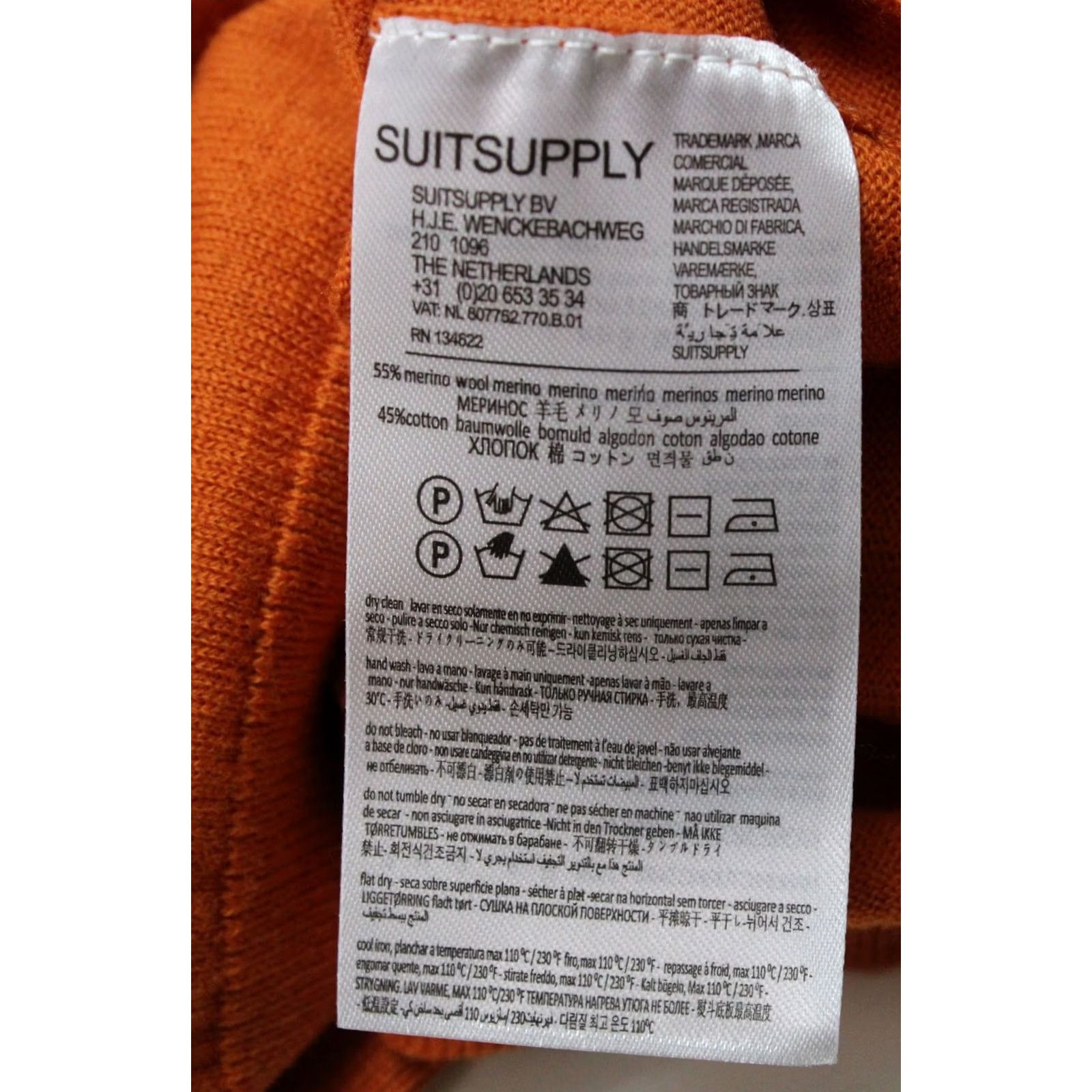 Suitsupply Suitsupply Olympics T-Shirt Women's XL Merino Wool Cotton Knit Short Sleeve Orange Crew Neck Logo Knit Size XL / US 12-14 / IT 48-50 - 5 Thumbnail