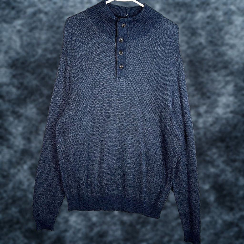 Polo Ralph Lauren VINTAGE Polo Ralph Lauren Button Silk Knit Sweater Shirt Adult 2XL Blue Pullover Mens Size US XXL / EU 58 / 5 - 1 Thumbnail