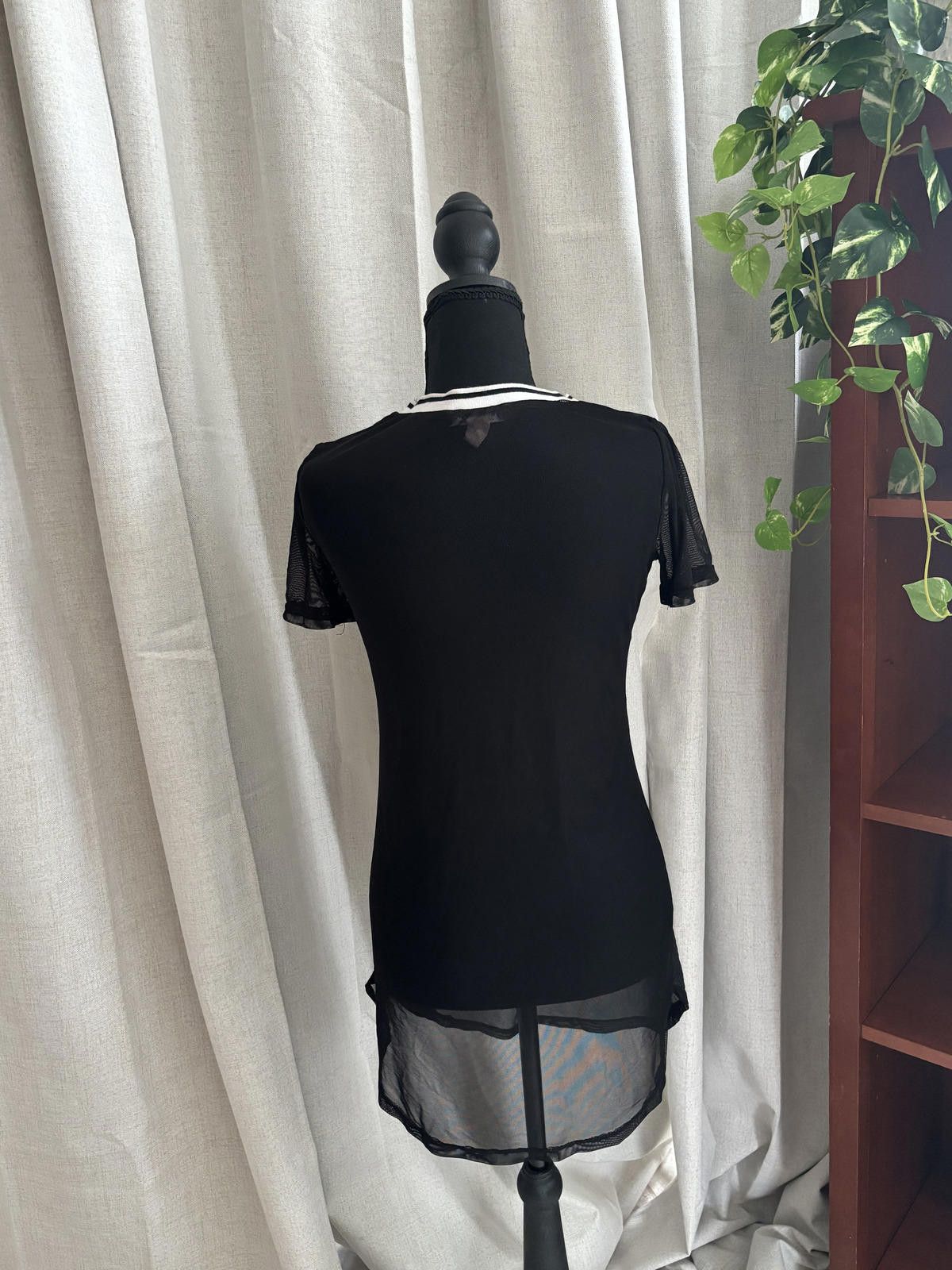 The Unbranded Brand Grunge 90s Black Sheer Mesh Tunic Dress Red Chill print Size ONE SIZE - 2 Thumbnail