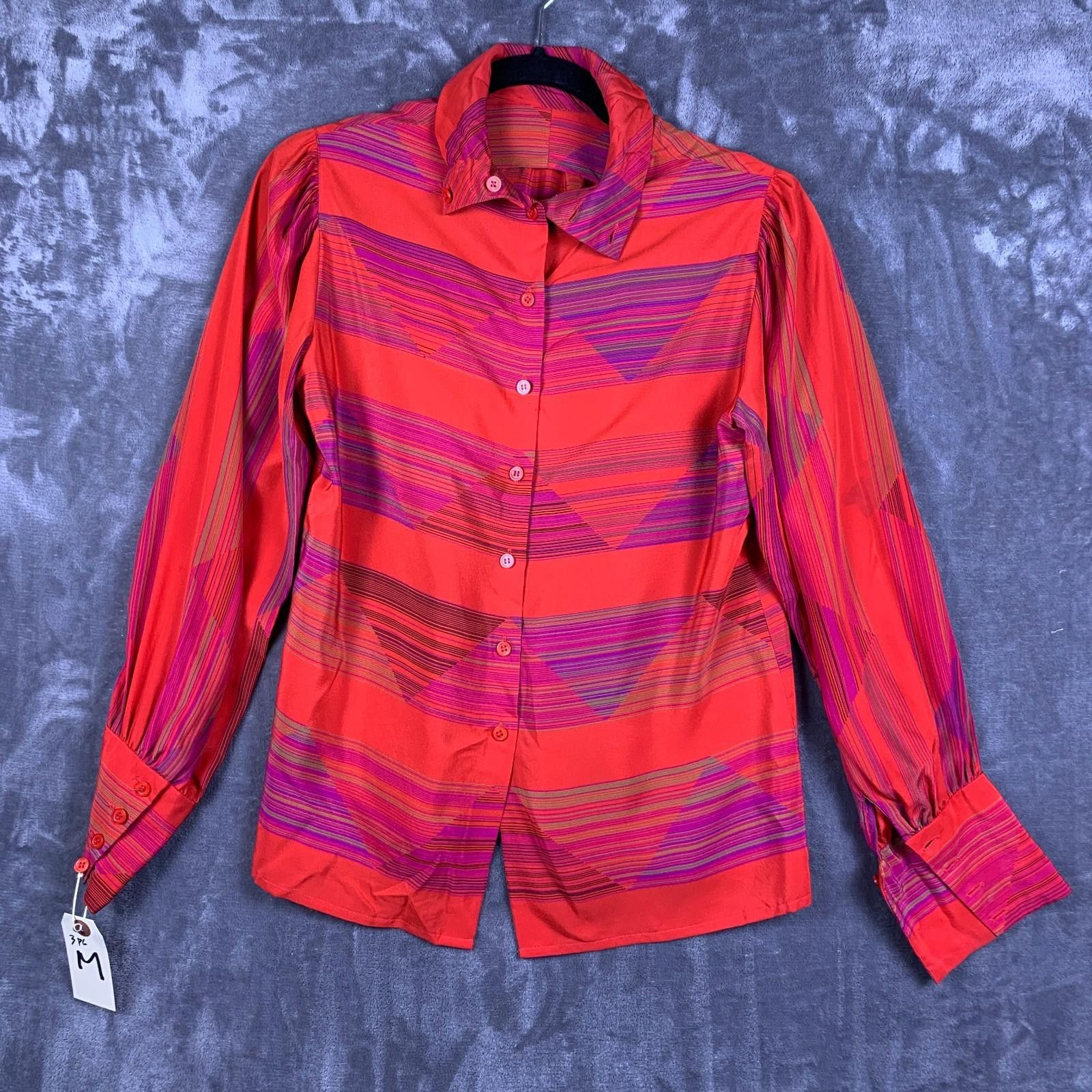 The Unbranded Brand Vintage 80s China Collar High Cuff Abstract Silk Shirt (316) Size US S / EU 44-46 / 1 - 1 Thumbnail