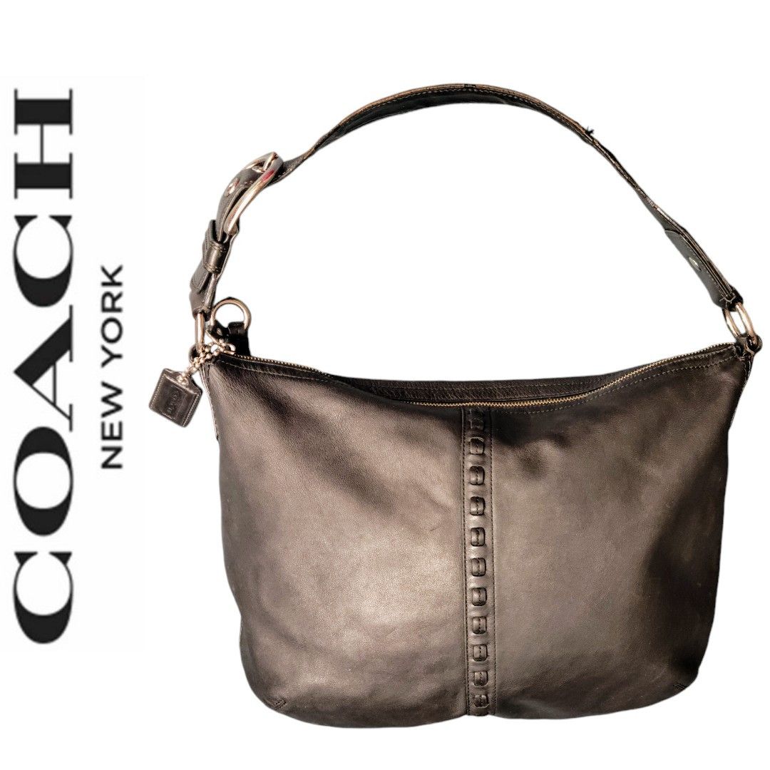 Coach Coach Black Leather Large Hobo Silver Buckle Shoulder Bag Size ONE SIZE - 1 Thumbnail