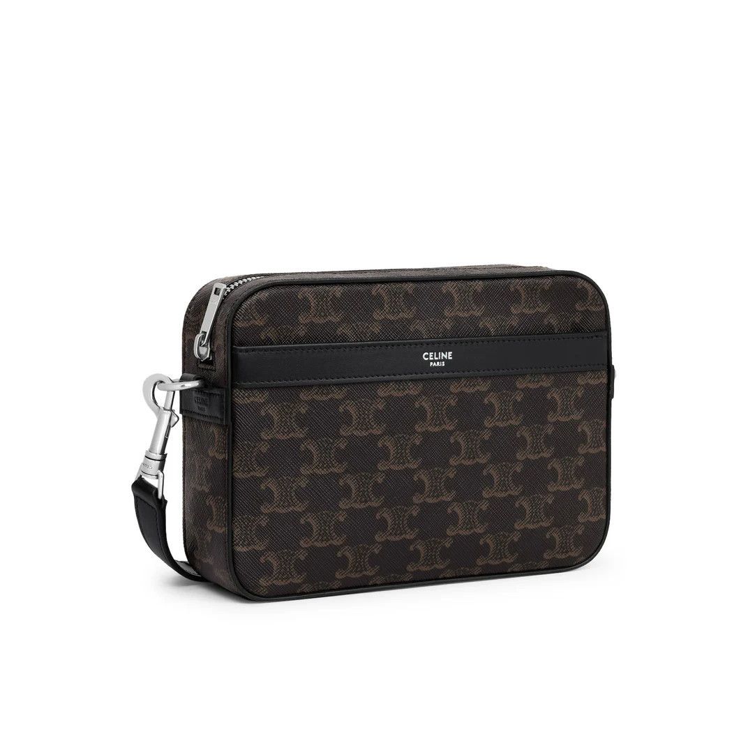 Celine CELINE $1550 Black Triomphe Canvas And Leather Small Messeng Size ONE SIZE - 2 Thumbnail