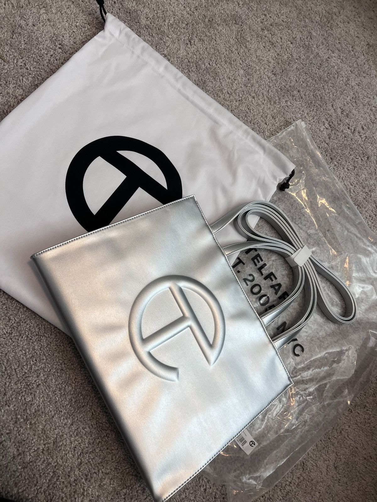 Medium Silver Telfar Bag Grailed