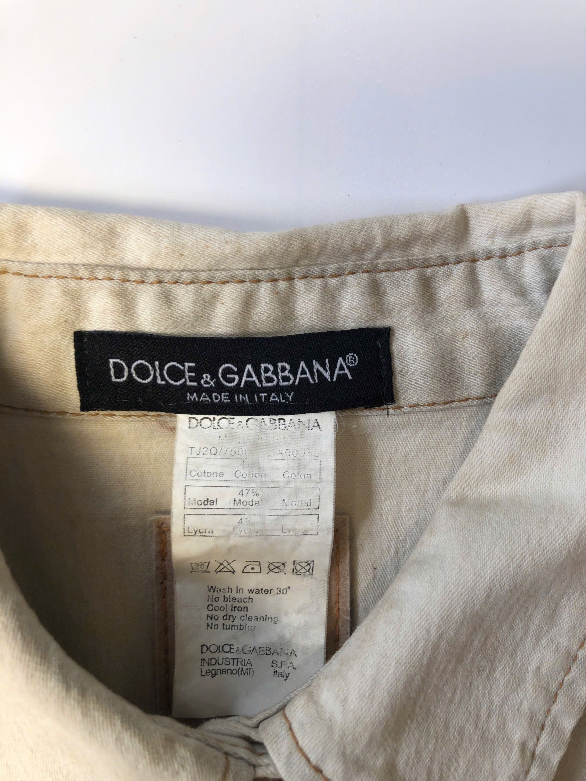 Dolce & Gabbana Dolce & Gabbana Fitted Beige Button-Up Shirt Size US S / EU 44-46 / 1 - 2 Thumbnail