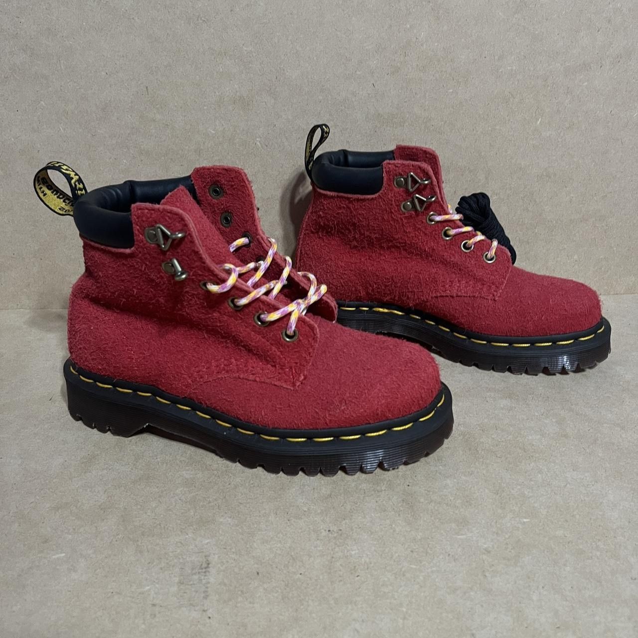 Dr. Martens Dr. Martens 939 Ben Long Nap Suede Hiker Combat Boots RED Size US 5 / IT 35 - 2 Thumbnail