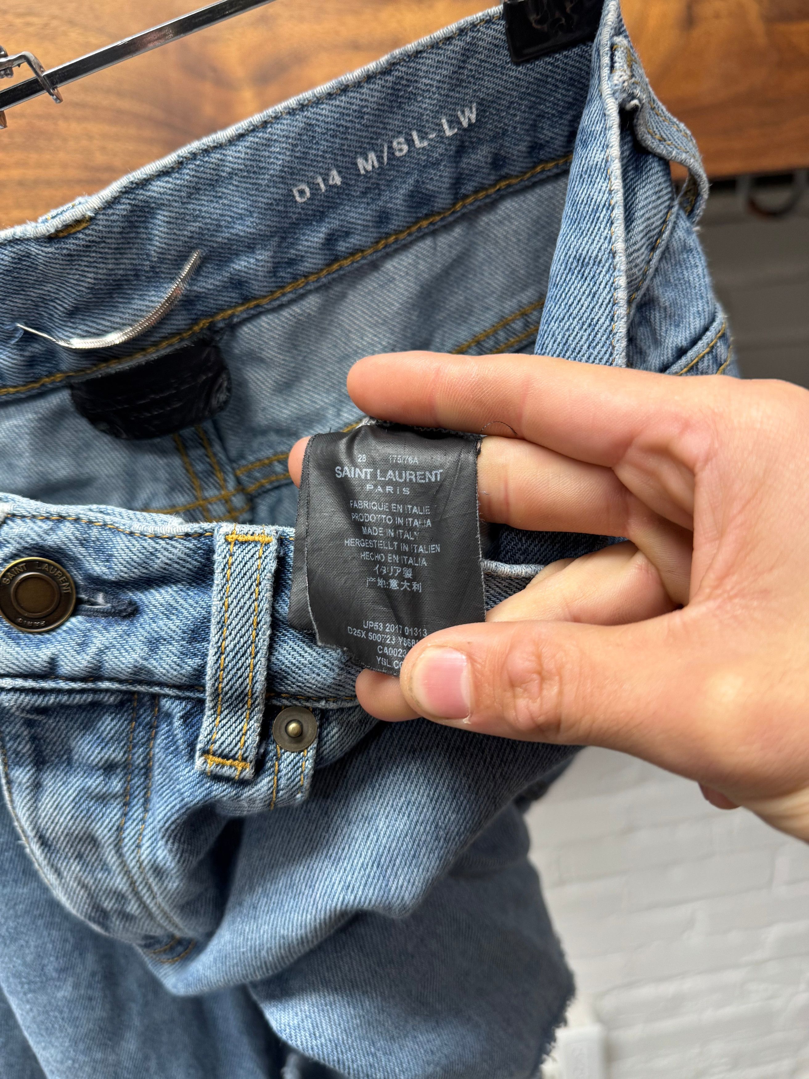 Saint Laurent Paris 2017 Saint Laurent Pocket Logo ‘D14’ Distressed Blue Denim Size US 28 / EU 44 - 5 Thumbnail