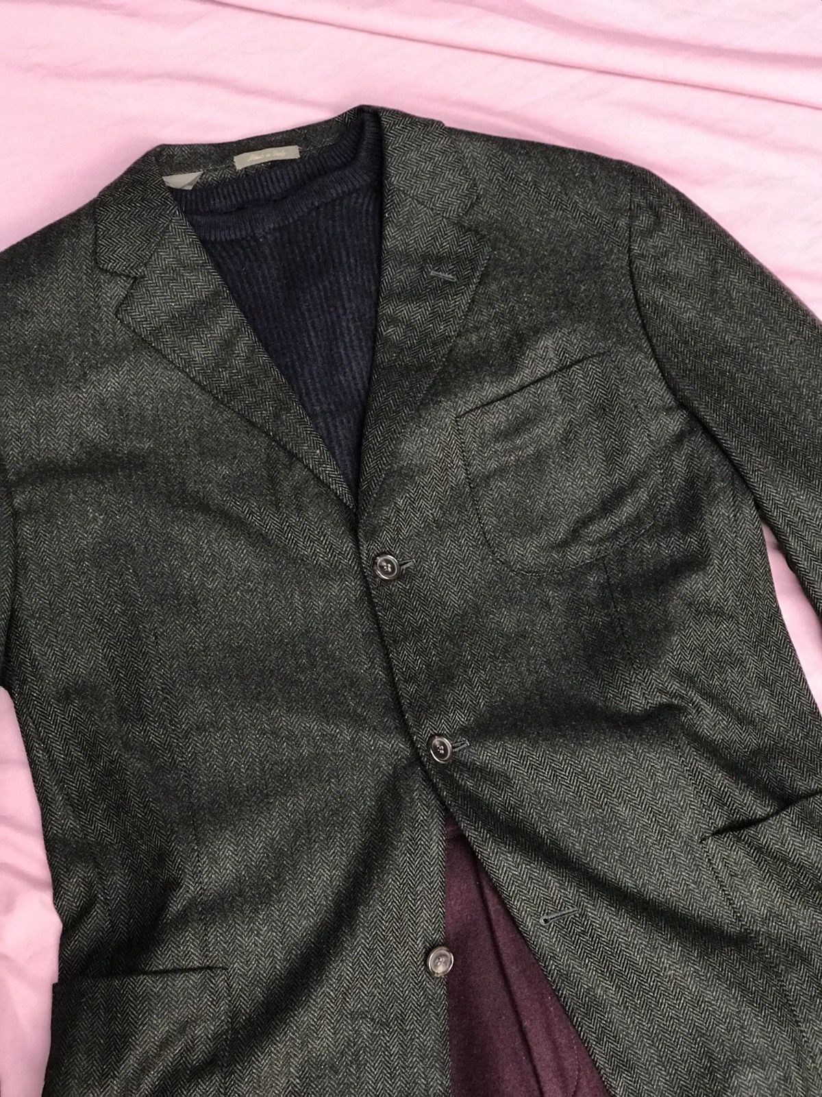 Hugo Boss PURE CASHMERE HUGO BOSS WOVEN HERRINGBONE BLAZER Size 50R - 10 Thumbnail