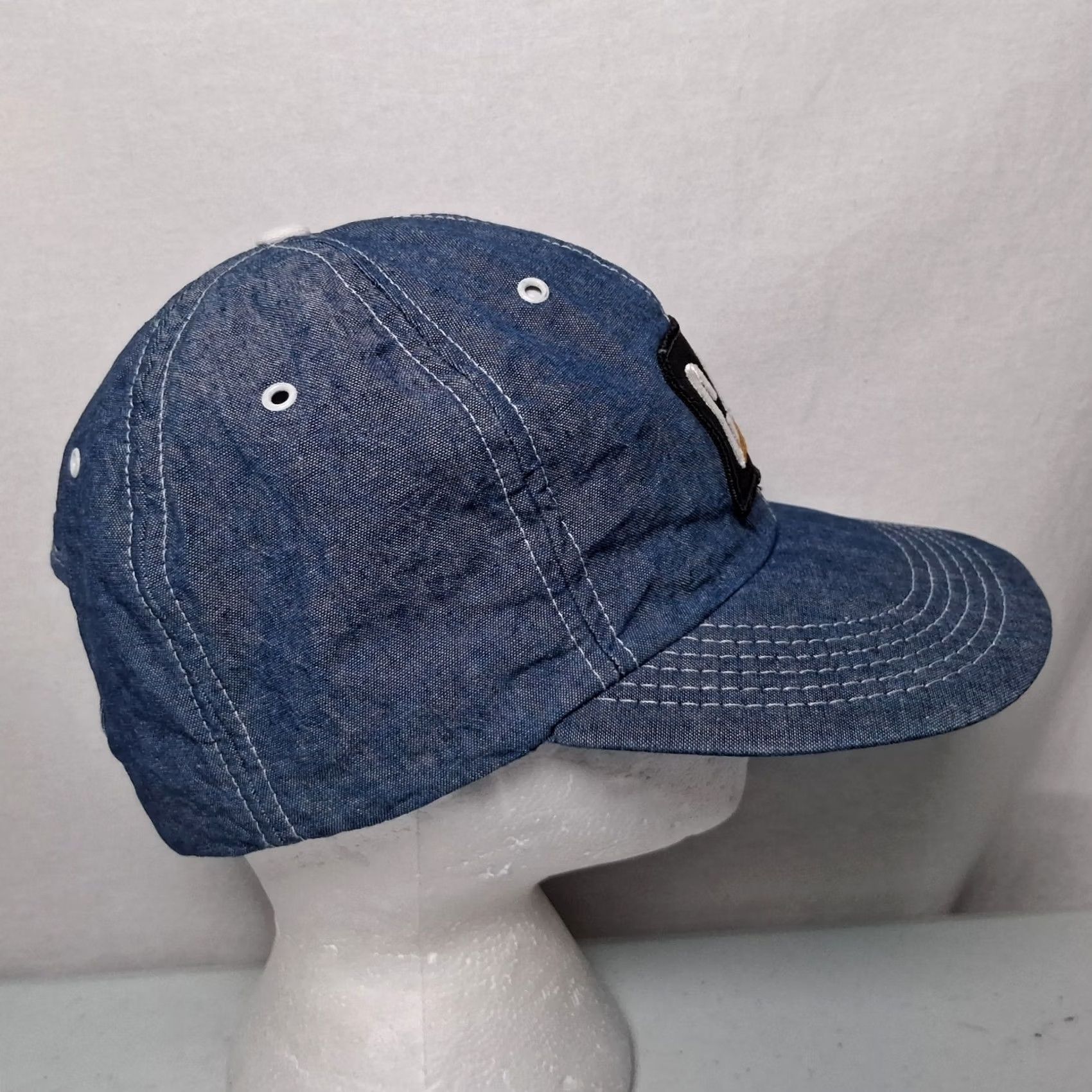 Caterpillar VINTAGE Caterpillar CAT Cap Hat Blue Chambray Denim Snap Back Work USA Size ONE SIZE - 7 Thumbnail