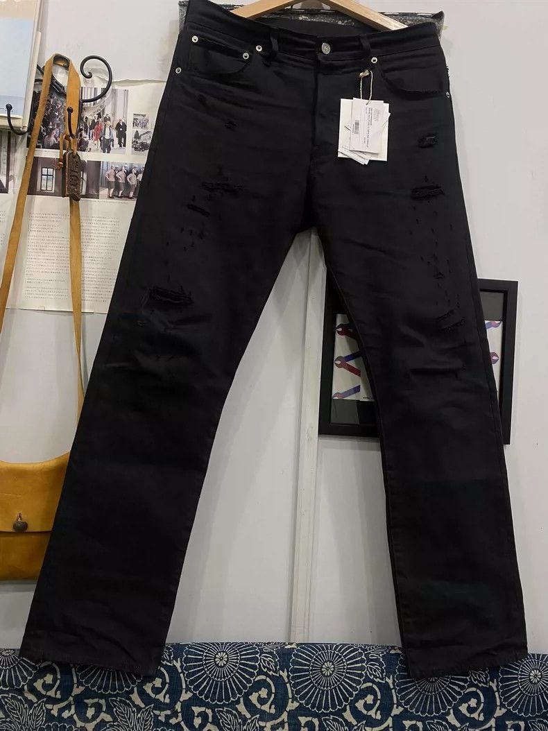VISVIM Black Distressed Wash Denim Pants-2506