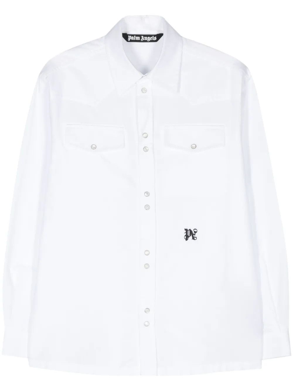Palm Angels o1y0325 Logo Solid Color Shirt in White Size US S / EU 44-46 / 1 - 1 Thumbnail