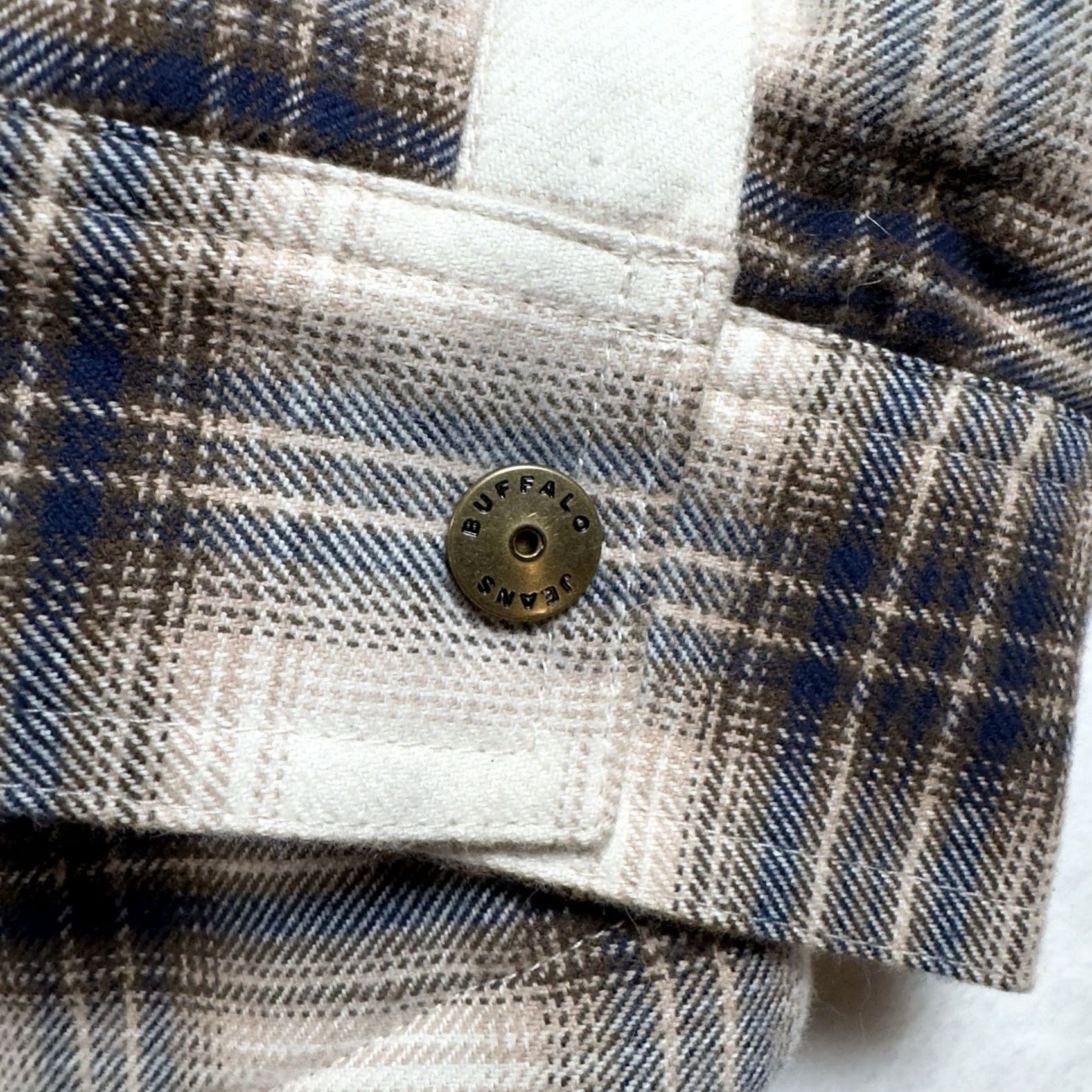 Vintage Buffalo Jeans Jordyn Shacket Mens L Tan Plaid Sherpa Lined Flannel Cord Collar Size US 33 - 3 Thumbnail