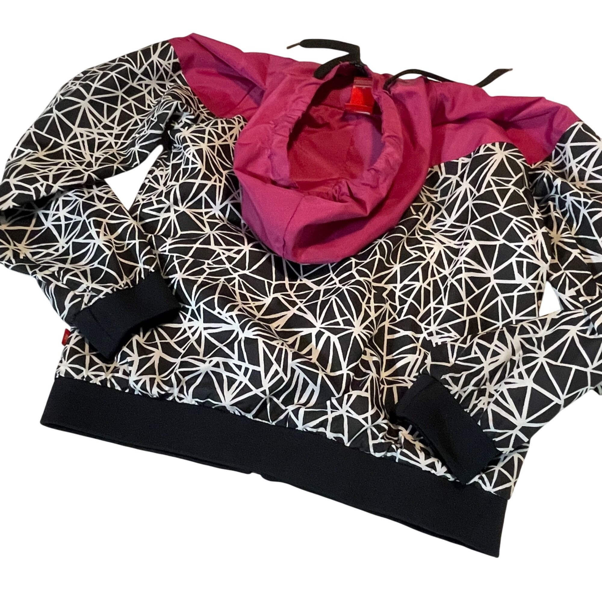 Nike Nike Womens Hooded Windbreaker Jacket Black & Pink Geometric Size M / US 6-8 / IT 42-44 - 3 Thumbnail