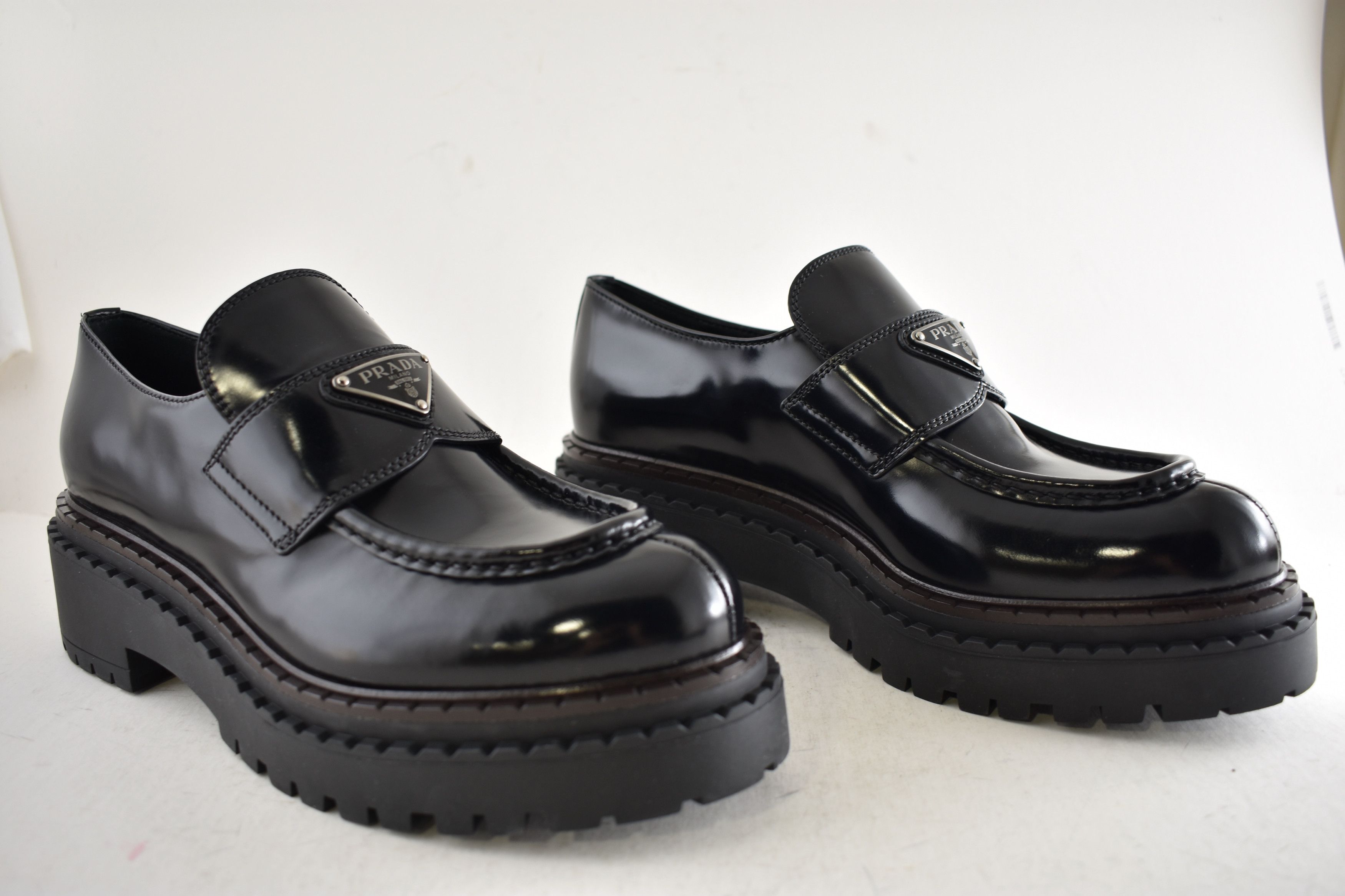 Prada Double Chocolate Leather Platform Loafer Creeper Flat 38.5 Size US 8.5 / IT 38.5 - 3 Thumbnail